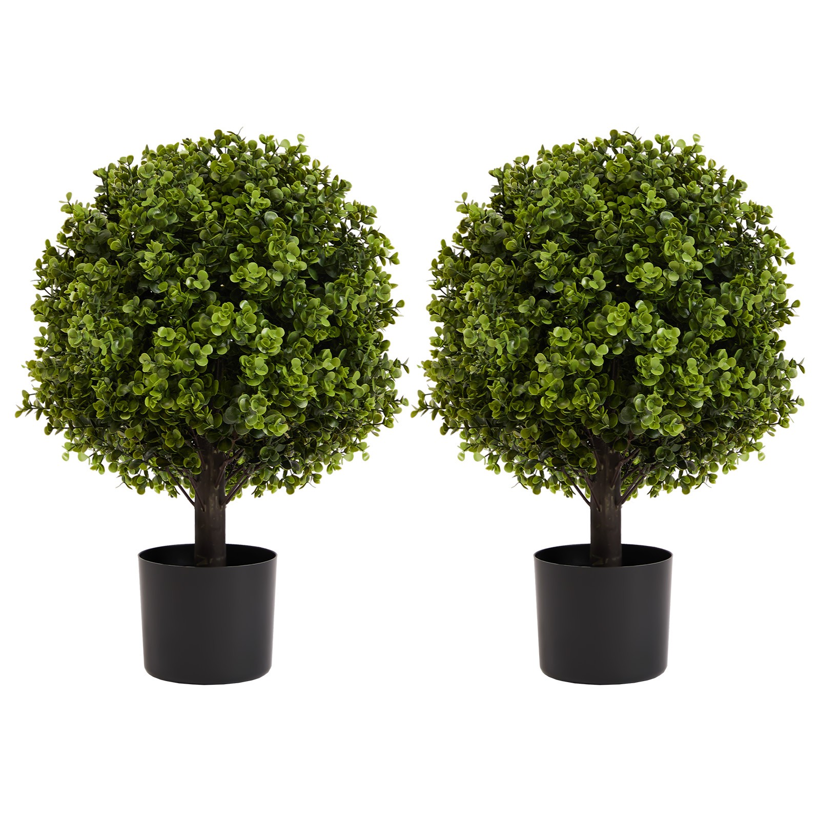 22in 2Pcs Boxwood Ball Shaped Artificial Topiary Shrubs Tree in Pot Home Garden