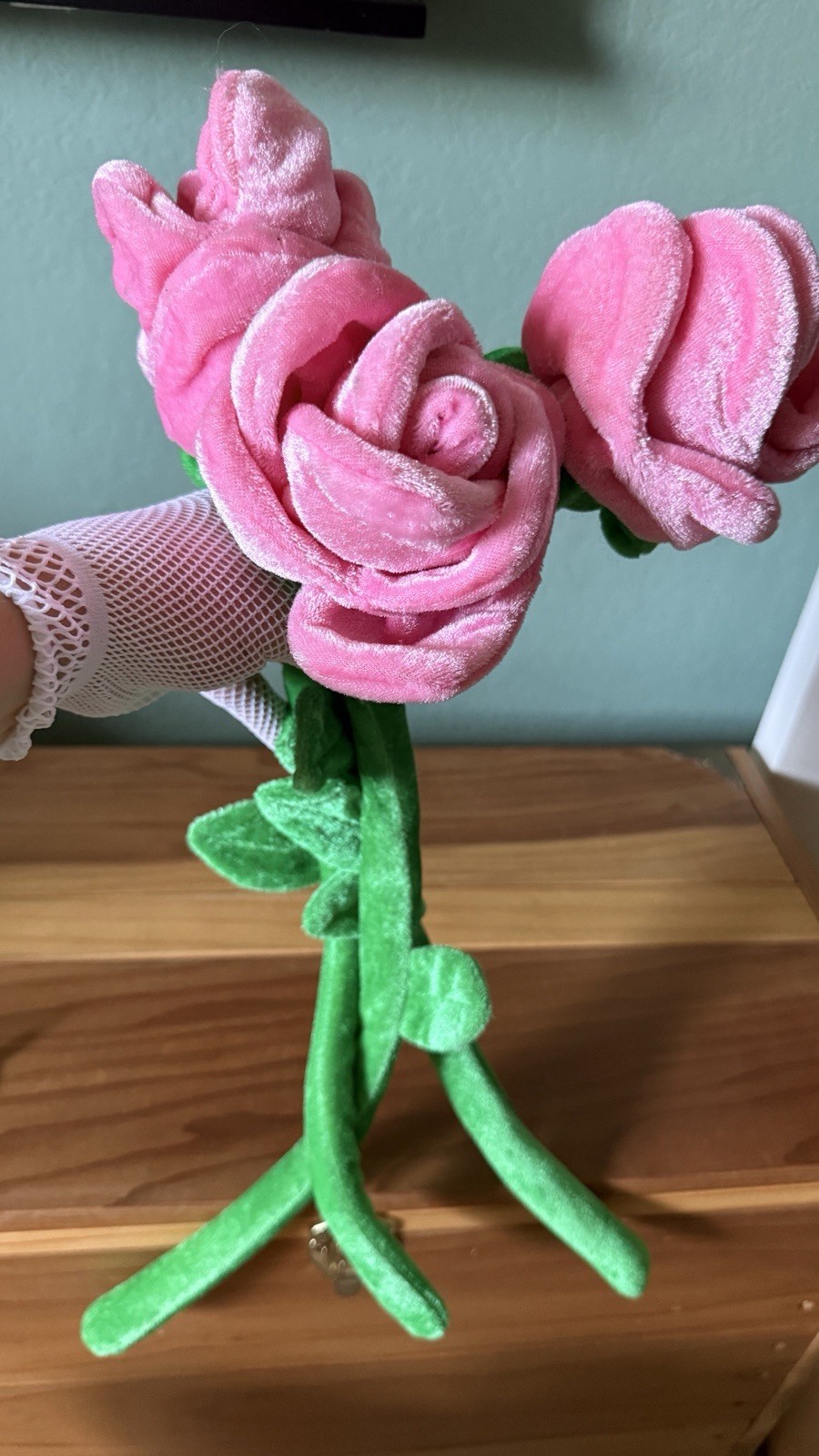 Vintage Pink Velvet Roses Lot of 3 Flexible Bendable Stems Plush Floral Decor