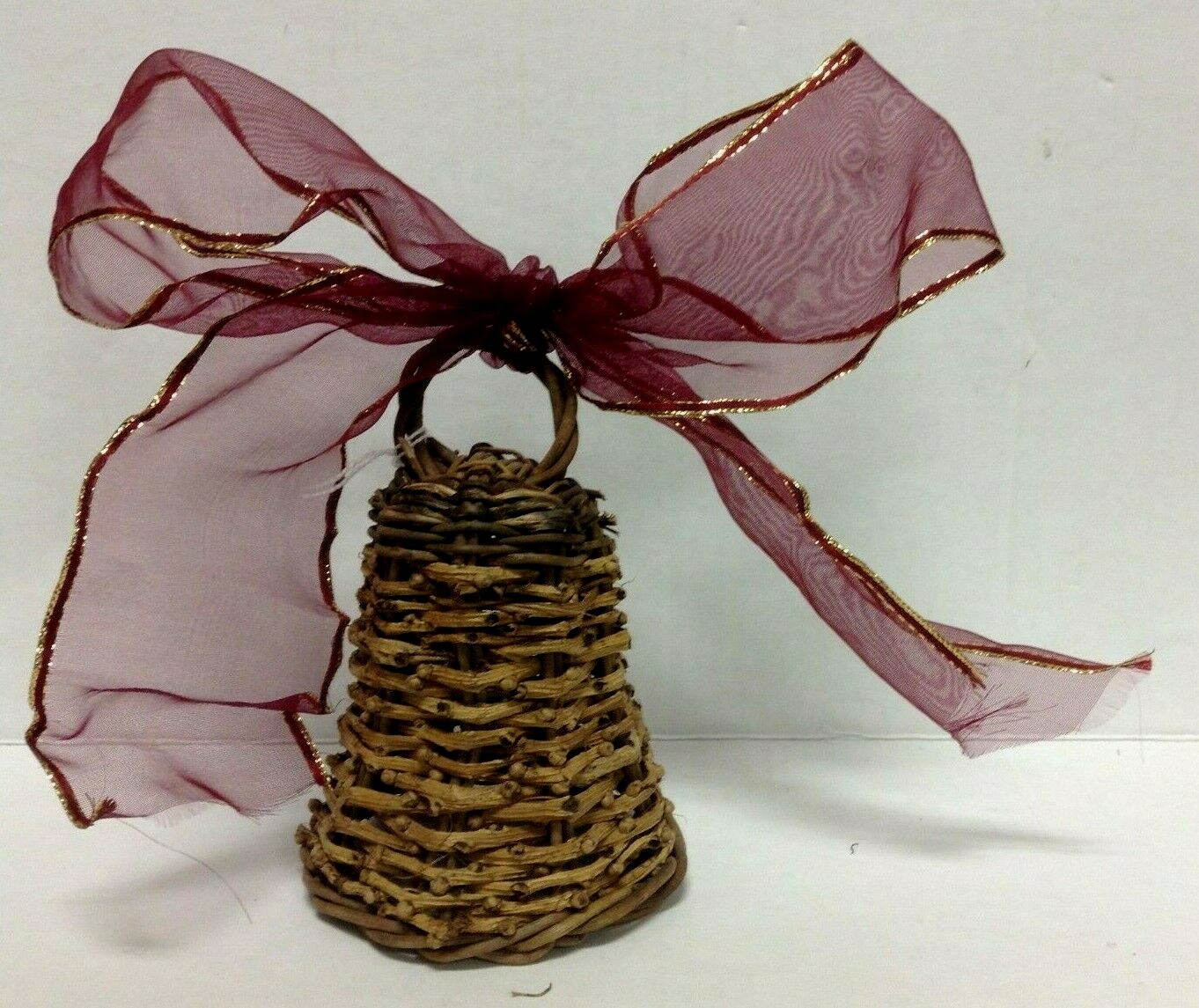 4 Hanging Rustic Wicker Bell Wreath Ornament Christmas Tree Holiday Mantel Decor