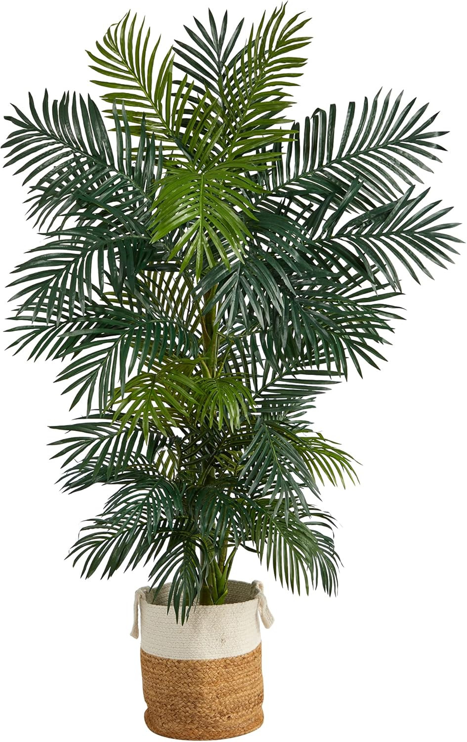 6.5Ft Golden Cane Artificial Palm Tree in Jute and Cotton Planter