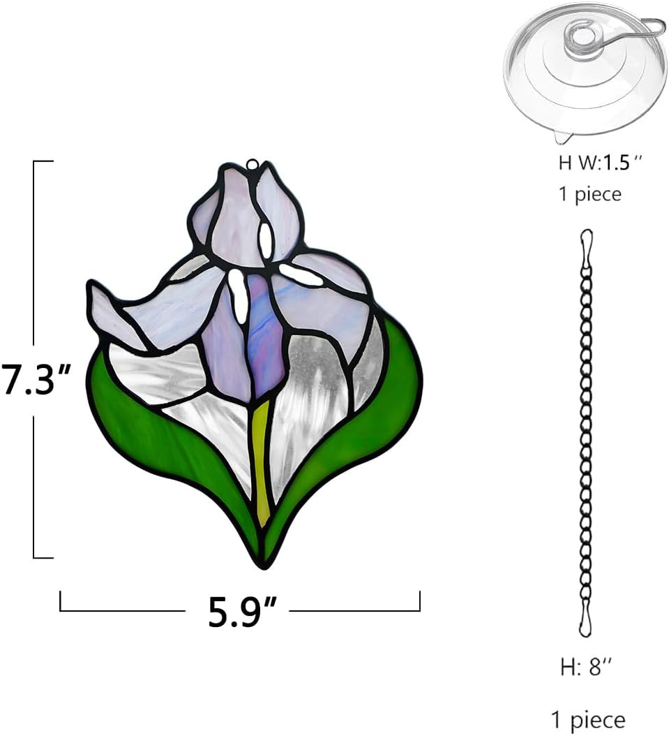 Iris Flower Stained Glass Window Hangings,Iris Flower Gifts for Women,Artificial