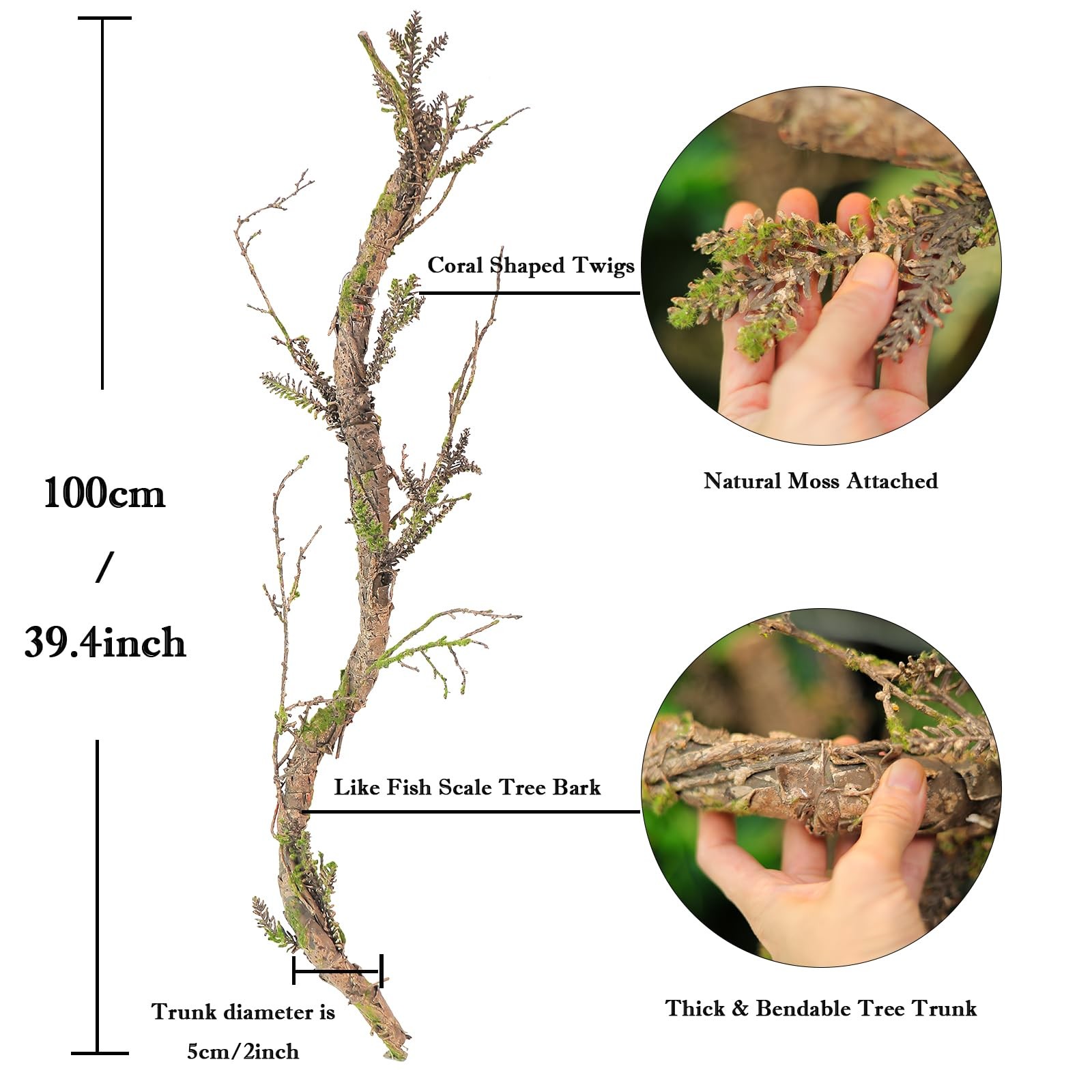 2Pcs 39.4inch Thick Bendable Artificial Tree Trunk Fake Large Wood Branches T…
