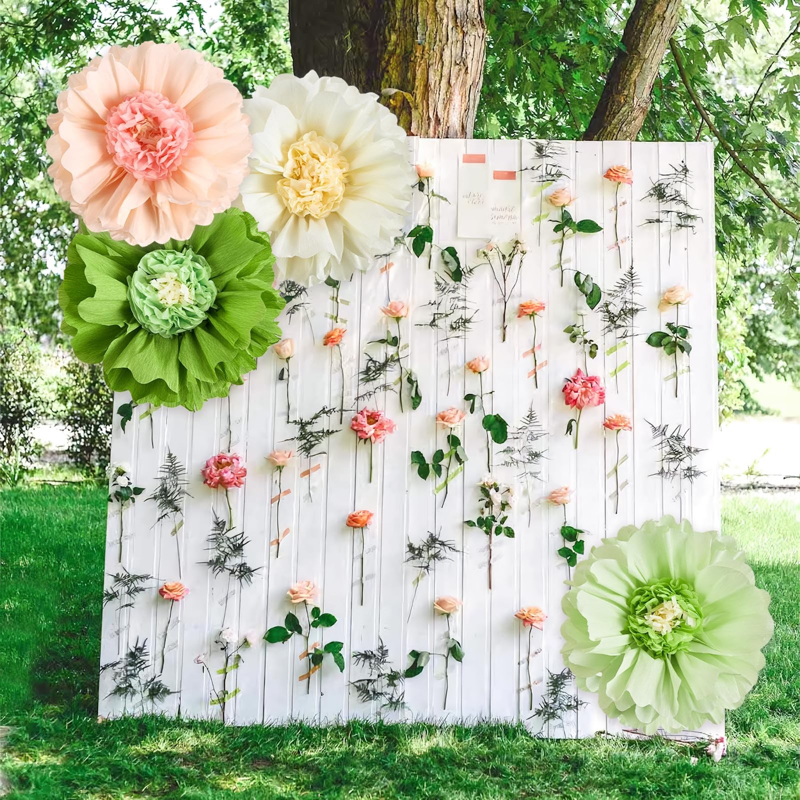 4 PCS 20″ Sage Green Giant Paper Flowers Large Crepe Paper Tissue Flowers Art…