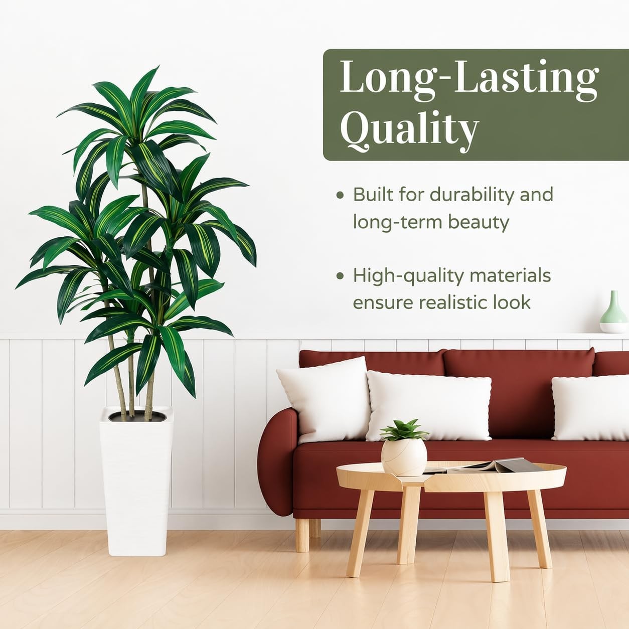 5FT Artificial Dracaena Plant Indoor – Tall Artificial Indoor Tree in Pot,