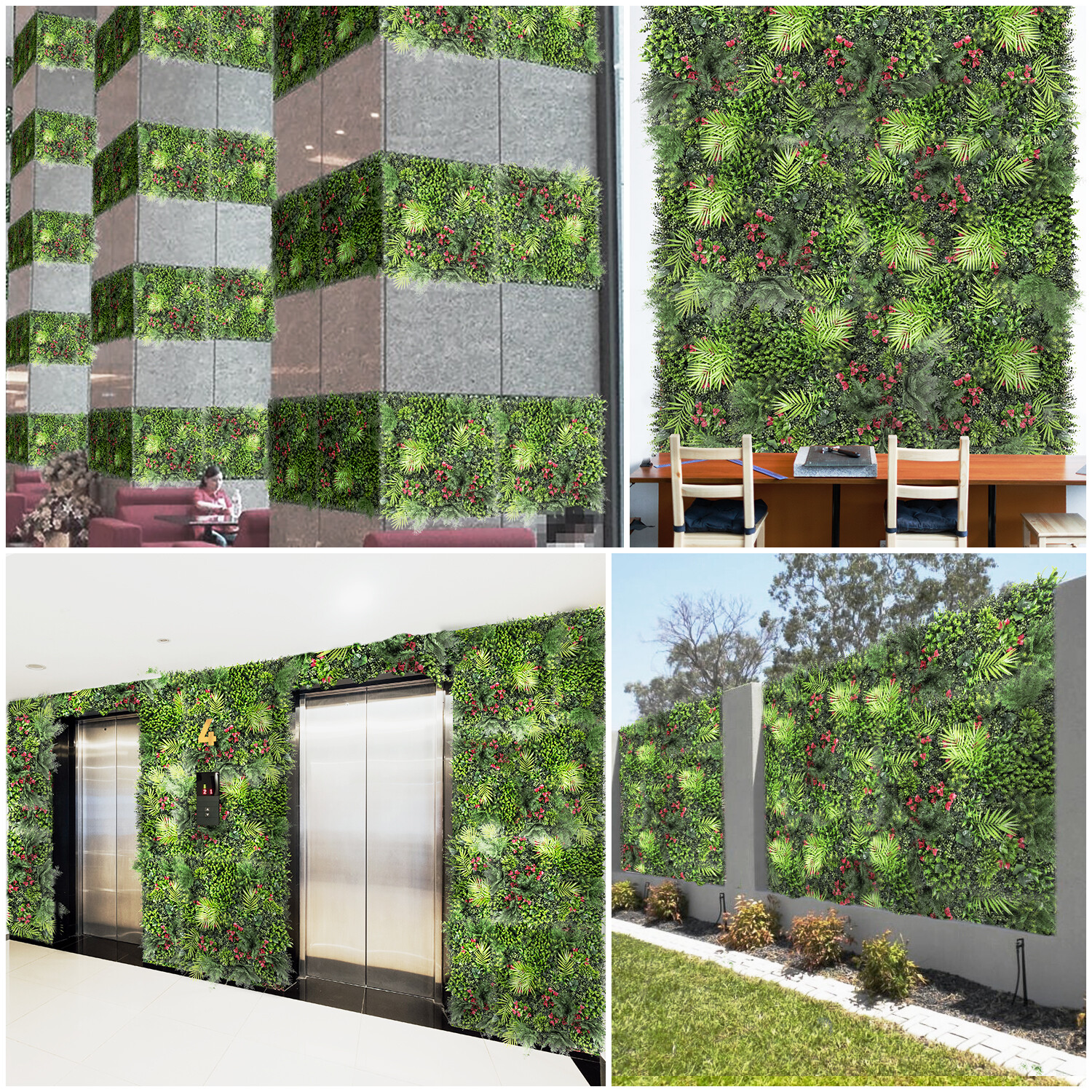 40″ Artificial Grass Mats 3D Mixed Plant Wall Ledge Decor For Home Festival #12