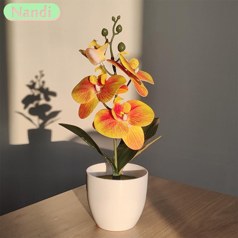 Artificial Orchid Bonsai Fake Potted Plant Home Office Wedding Decor