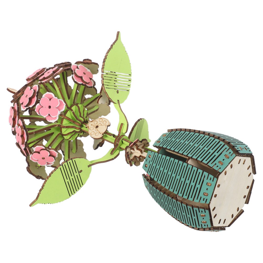 1 Set Durable Wooden Hydrangea Bouquet Puzzle Toy for Kids Desktop Decor