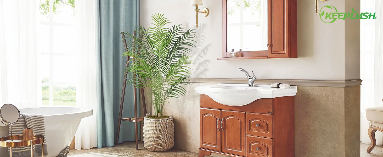 Artificial Palm Tree 6ft Tall Fake Palm Tree Indoor Decor with 18 Leaves and