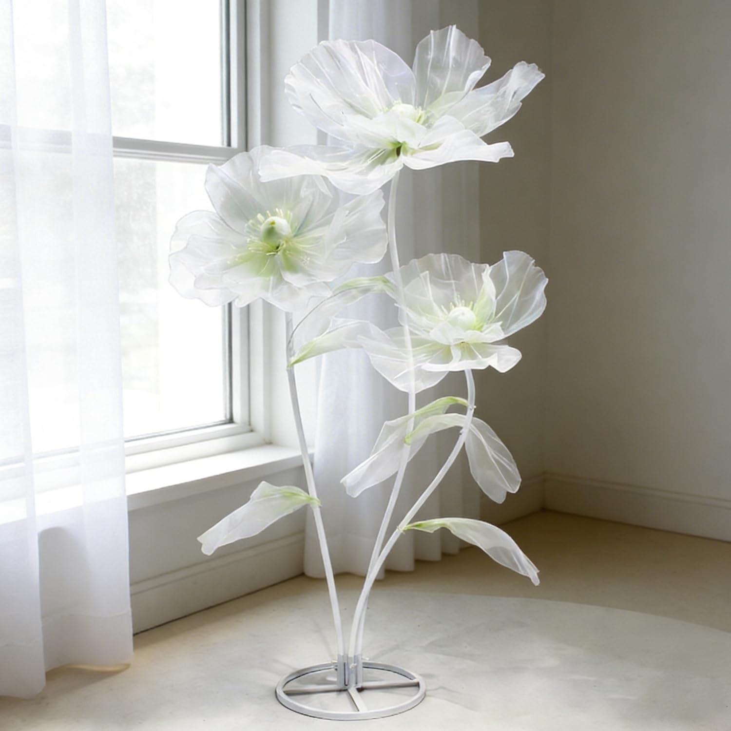 3Pcs 5.5ft Giant Silk Flower Decorations with Stand for Wedding, Party, Home & G