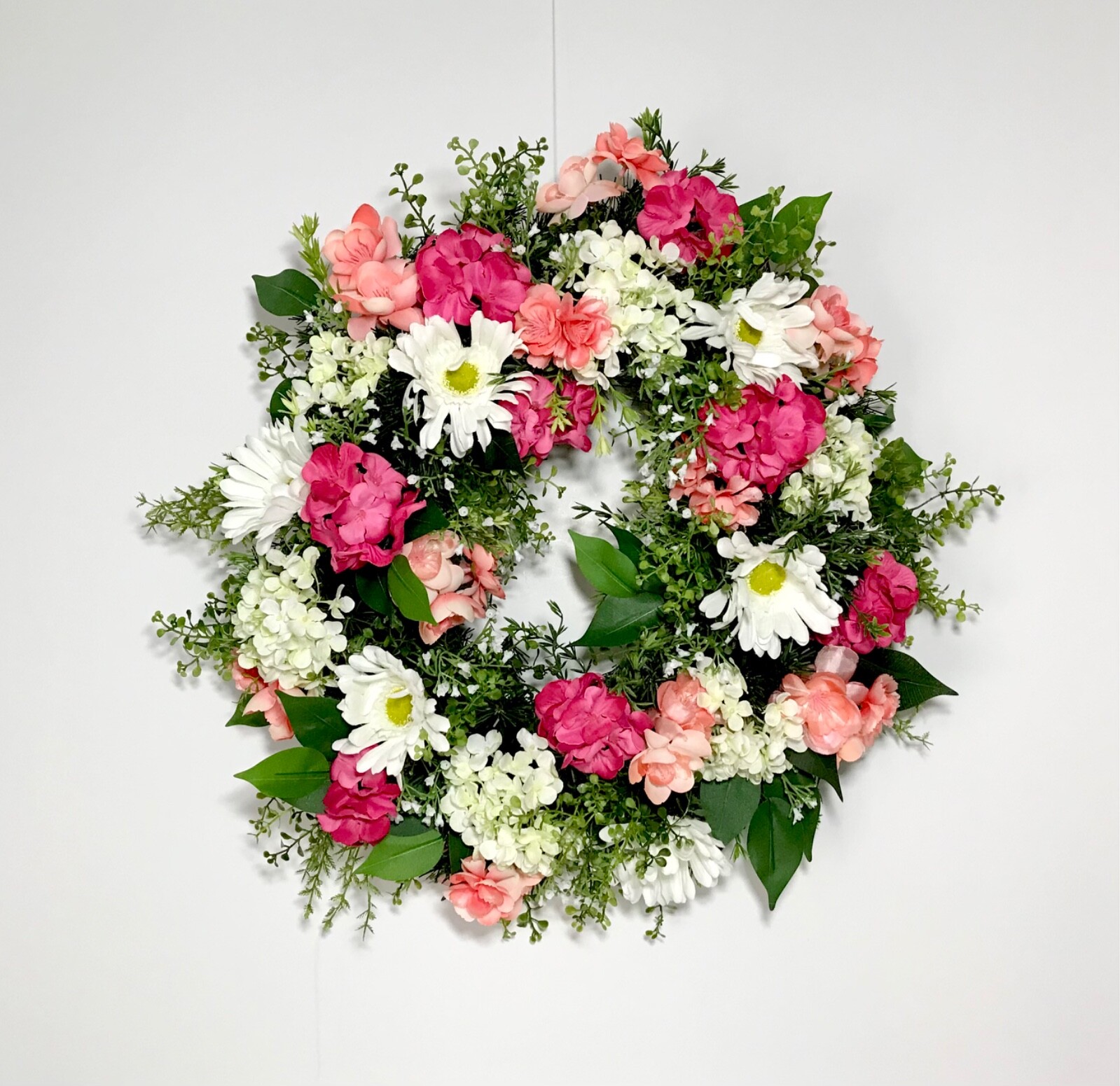 SPRING SUMMER FLORAL EVERGREEN COMPACT WREATH MULTI COLOR DECORATION UNIQUE NEW