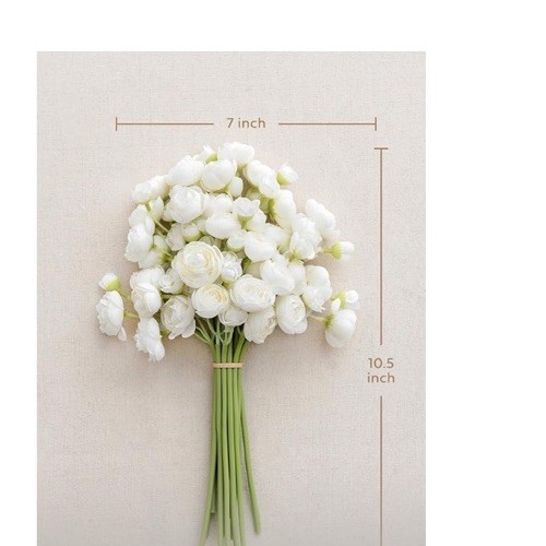 NIB Ling’s Moment Faux Renuculas Flowers White 18 Stems Floral Decor Bridal