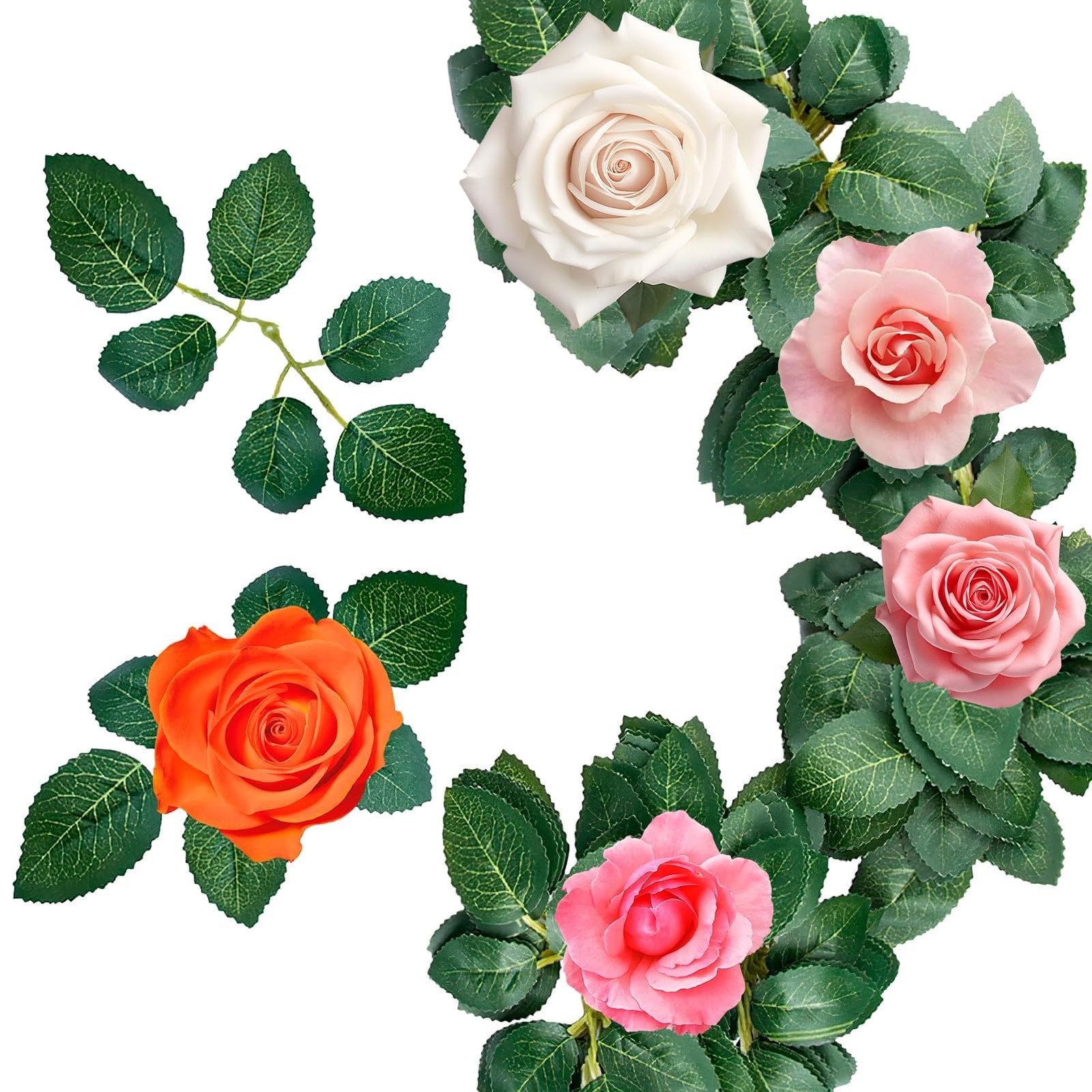 100 PCS Artificial Green Leaves Rose Bulk Fake Greenery Decor DIY Bouquets