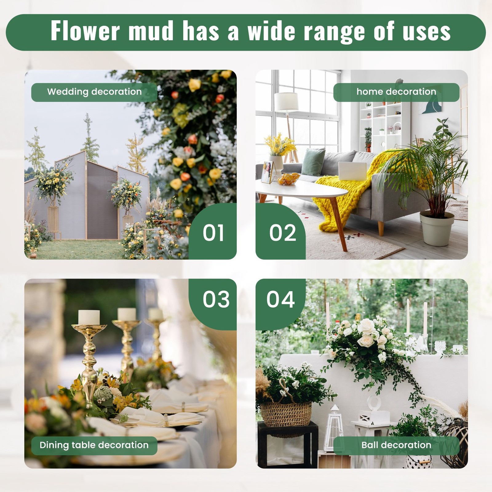 DIY Flower Arrangement Kit Green Round Wet Floral Foam, Wedding Aisle5707