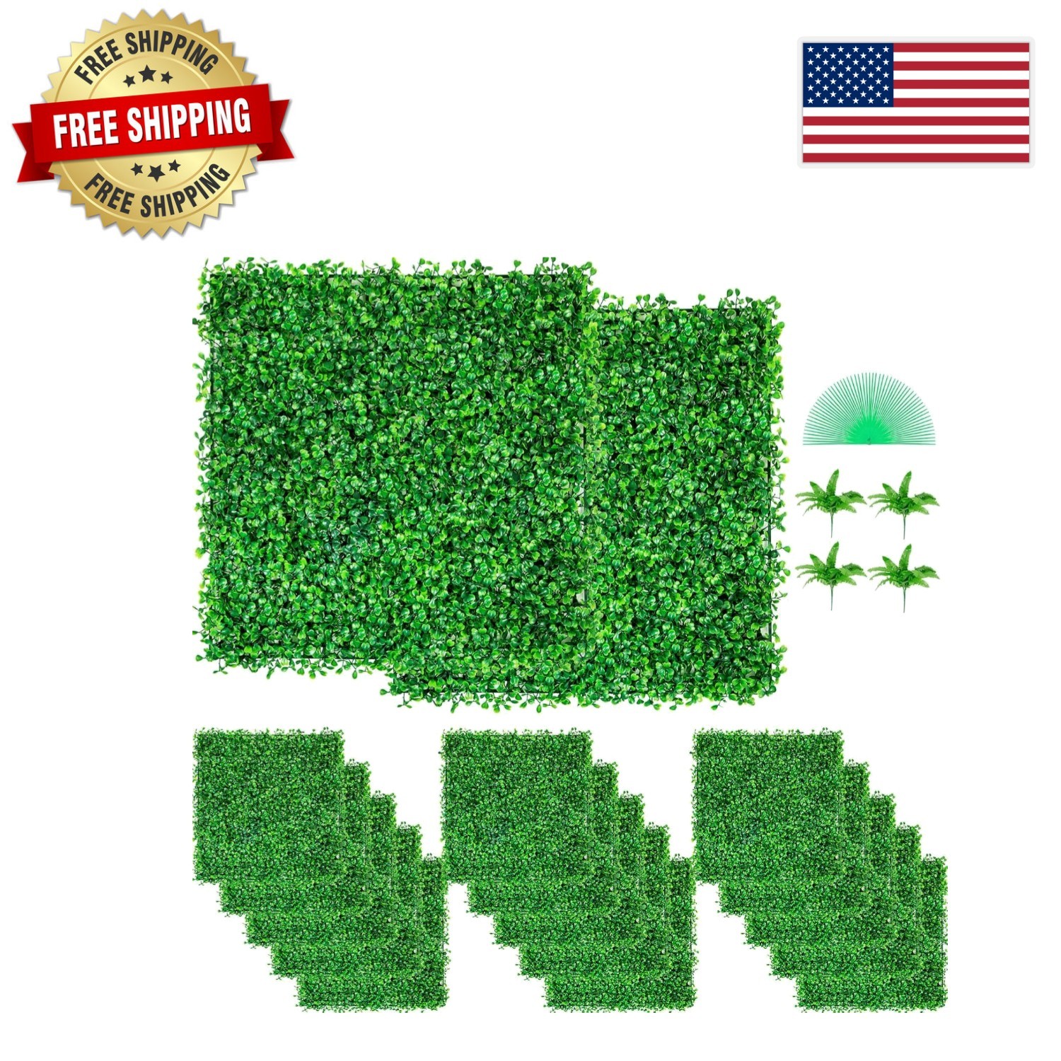 48pcs Artificial Boxwood Hedge Wall Panels – 10×10 Inches for Indoor & Outdoo…