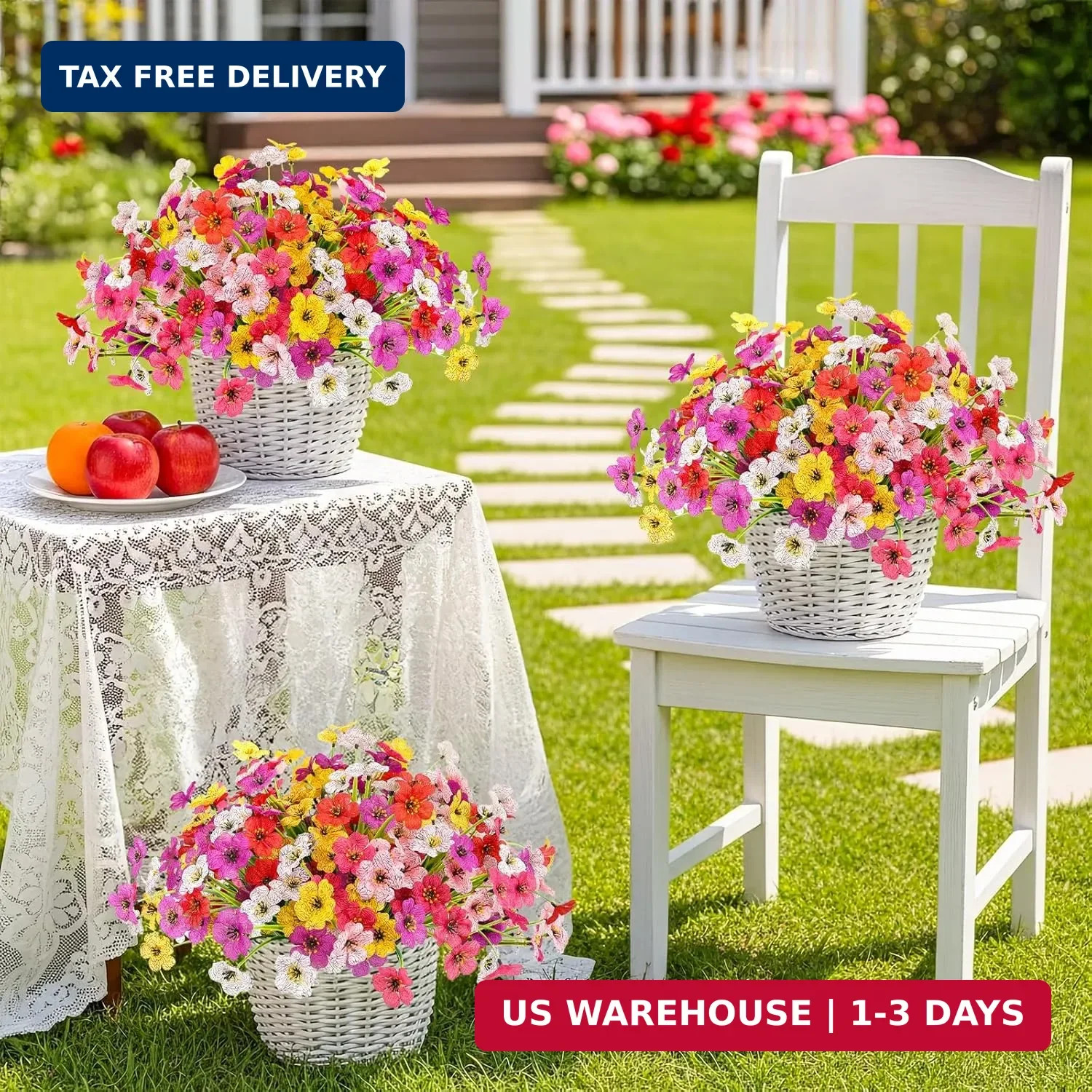 MACTING 12 Bundles Artificial Flowers for Outdoors UV Resistant Fake Flowers Fau
