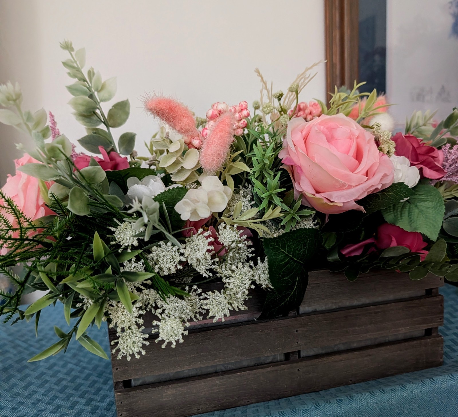 Large Rustic Peony Bouquet in Wood Crate – Country Charm