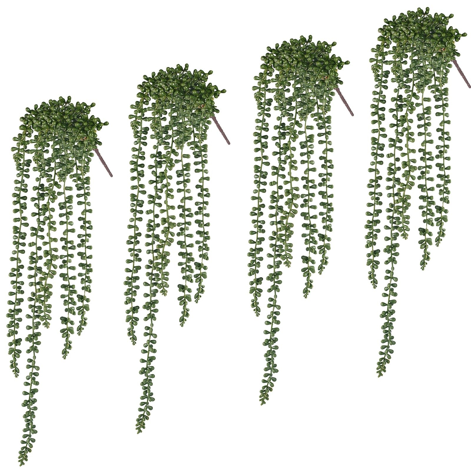 4 Pcs String of Pearls Plant Artificial Hanging Succulents Plants Draping Gre…