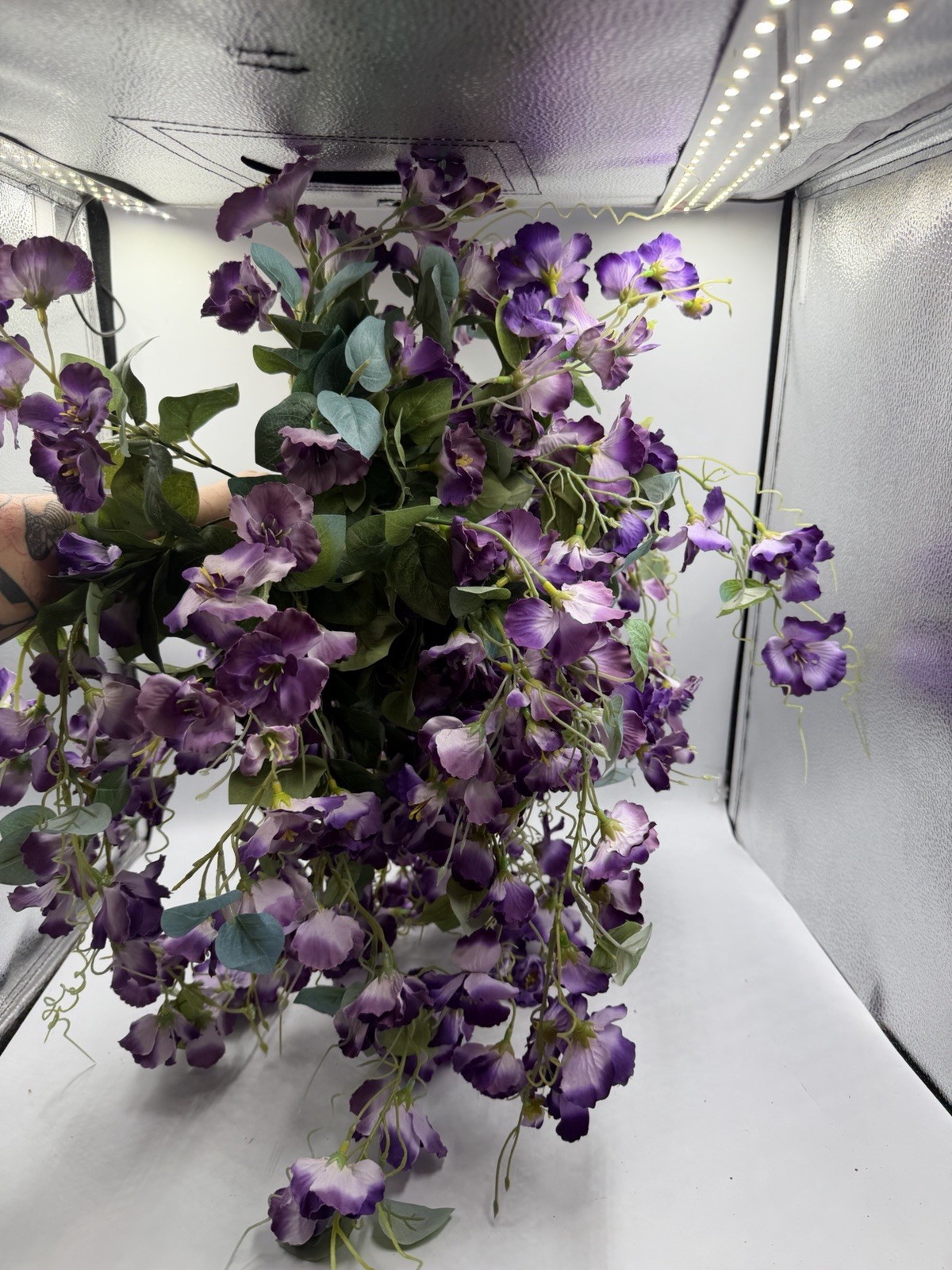 4 Pcs Artificial Hanging Hibiscus Purple Flowers Floral Arrangement