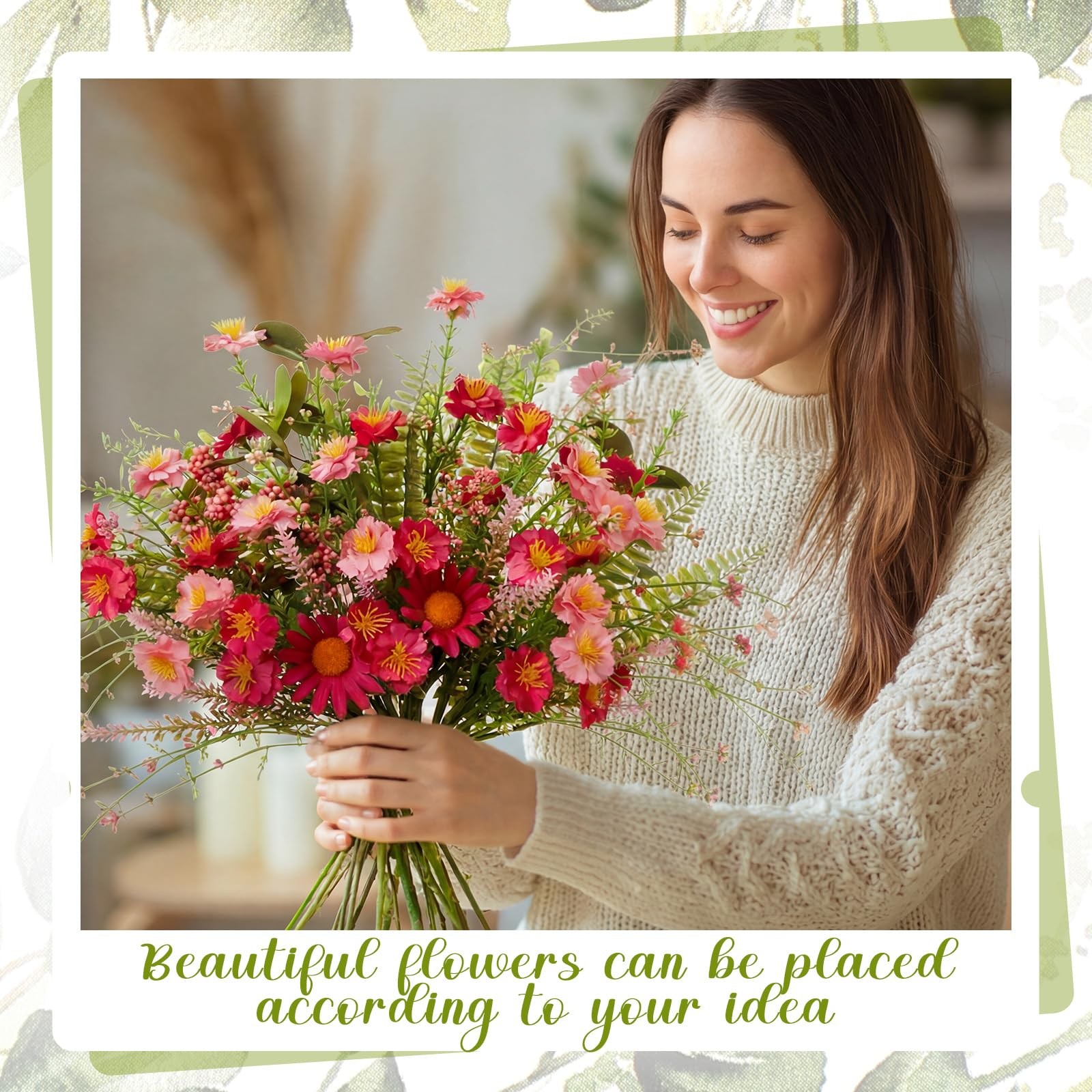 8 Bundles Artificial Wildflower Bouquets Outdoor Set No Fade Long Fake Plasti…