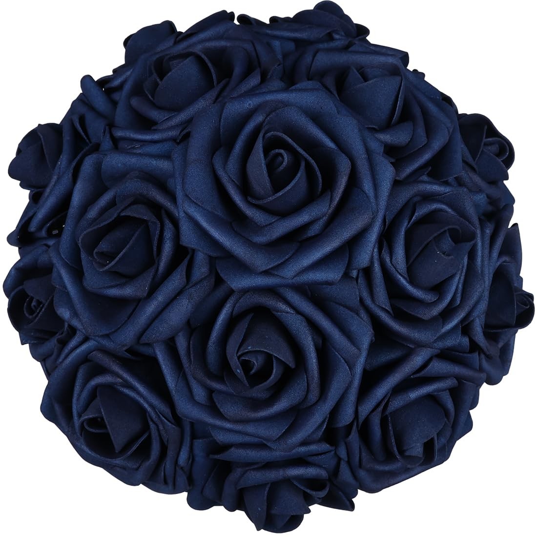 25 PCS Navy Blue Artificial Foam Roses Real Touch Fake Flower Wedding Bridal