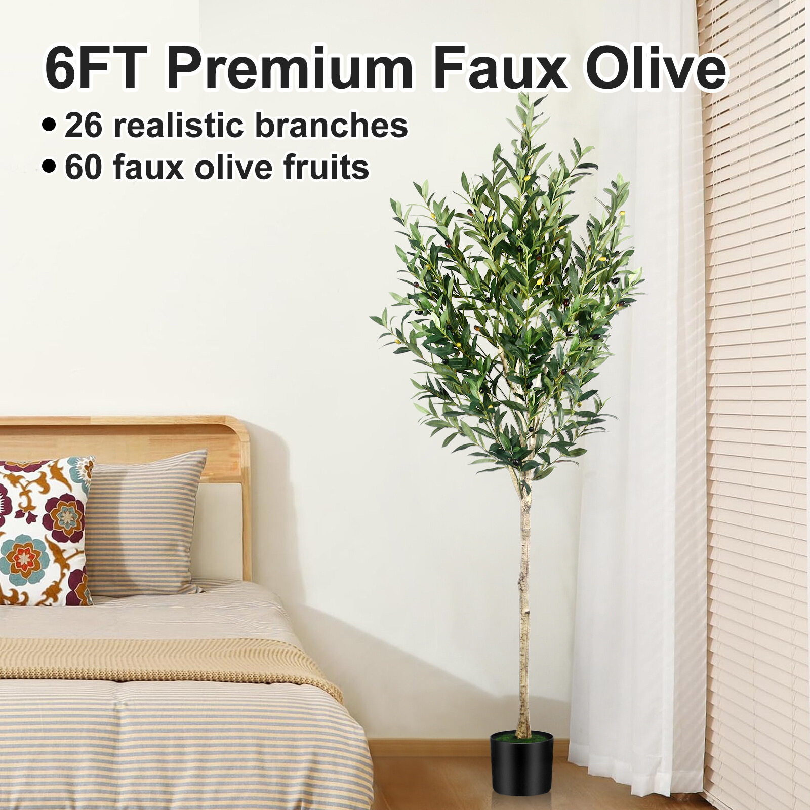 6FT Artificial Olive Tree Faux Realistic Olive Trees Fake Tree For Indoor Decor