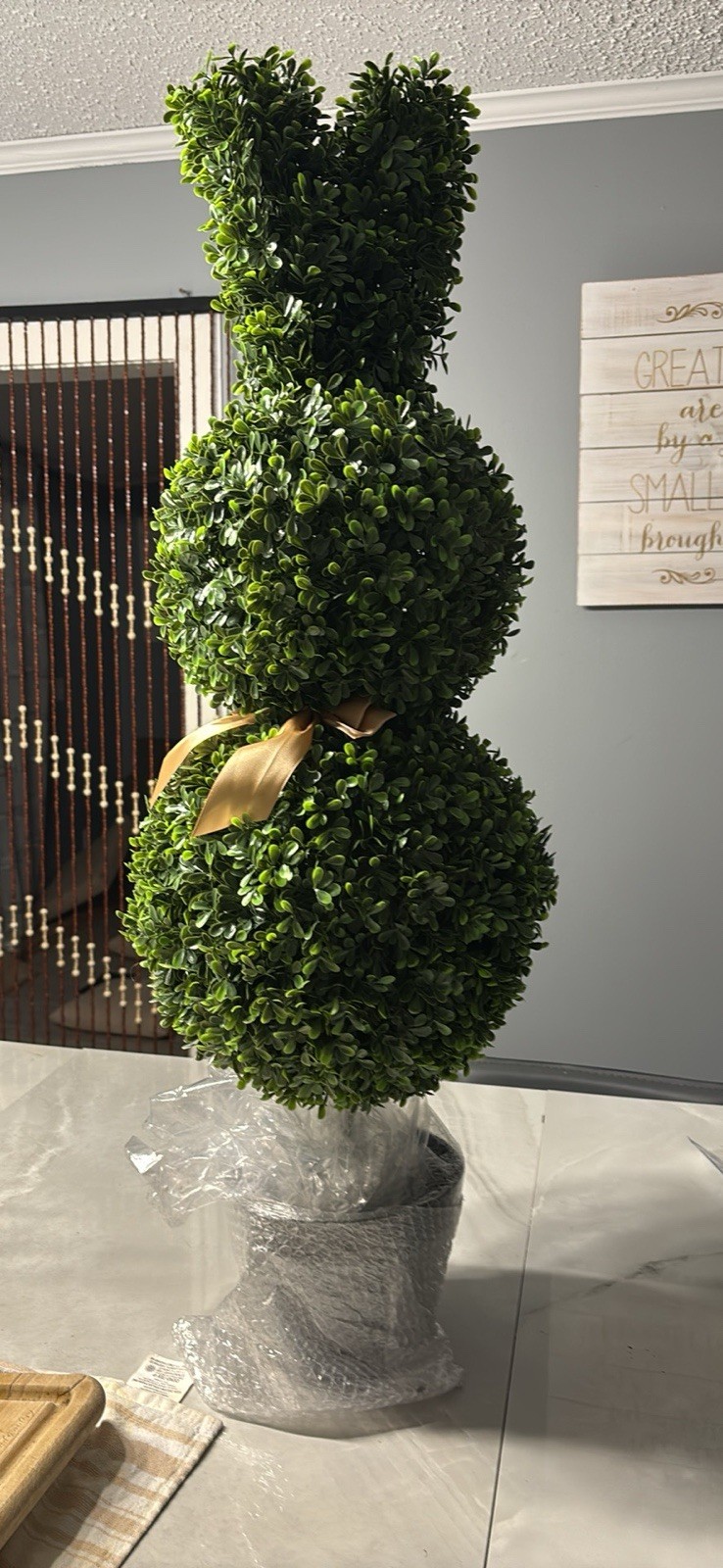 2 Pcs Artificial Bunny Topiary, 3 ft Bunny Shaped Topiary Trees, Faux Boxwood