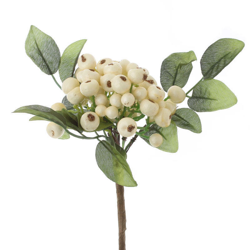 Pair of Artificial Cream Berry Cluster Picks