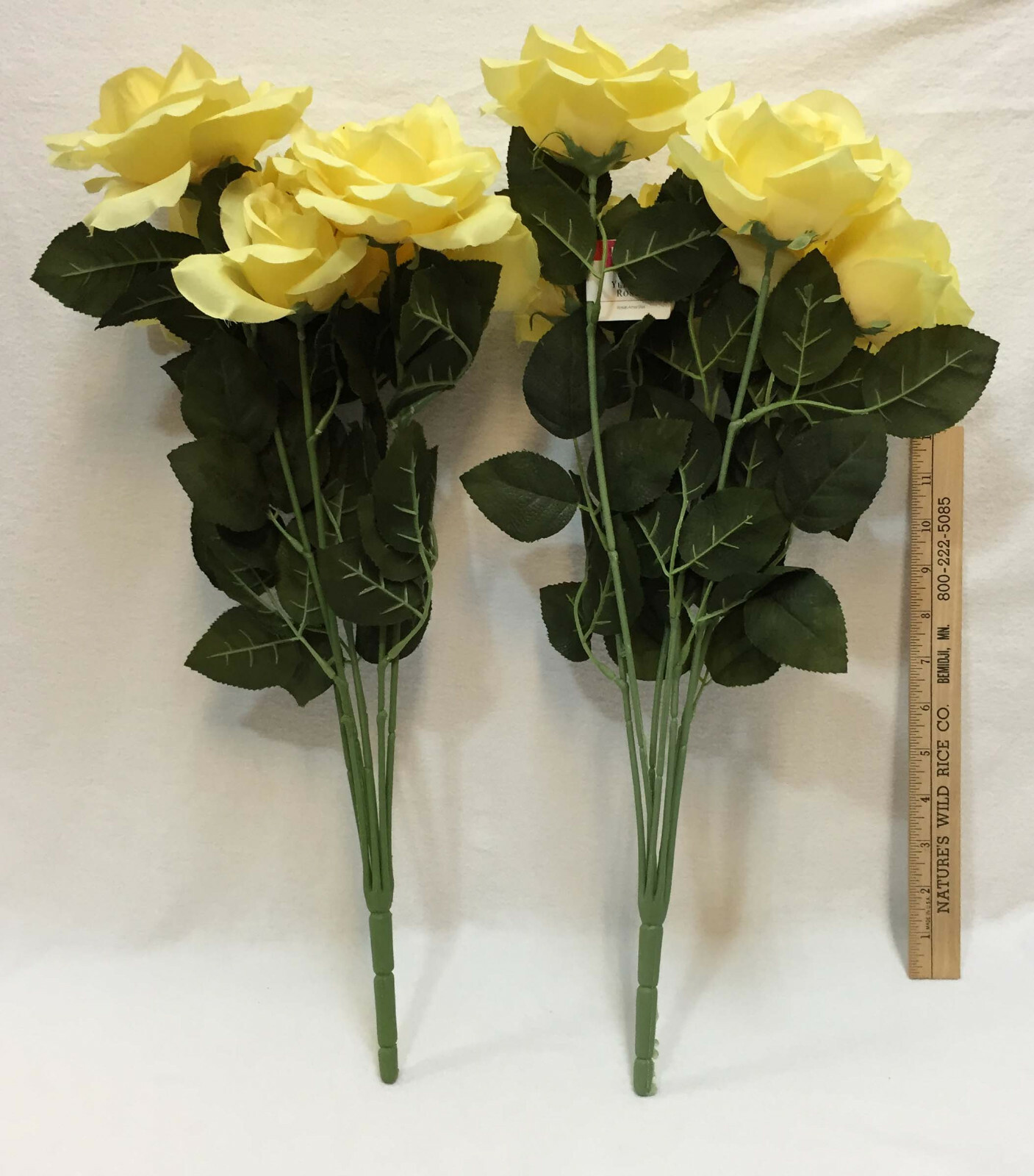 Yellow Rose Flower Plants Sticks Artificial Plant Floral Décor Set 2 20″ Long