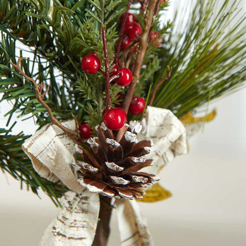 Lot of 2 Artificial Pine, Pinecone and Berry 14″ Sprays, Complete with Bows