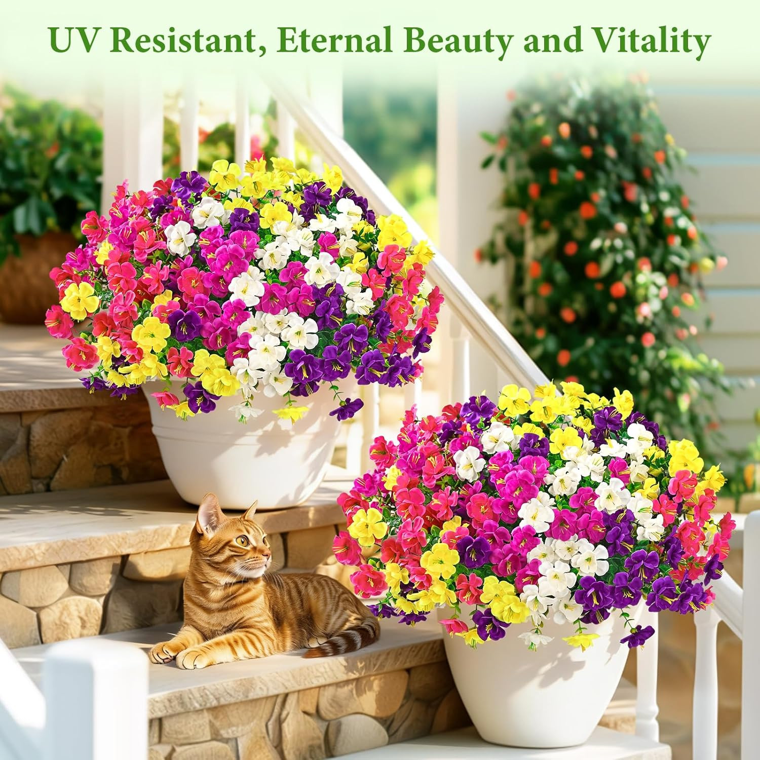 12 Bundles Look Real Artificial Flowers for Outdoors, Realistic