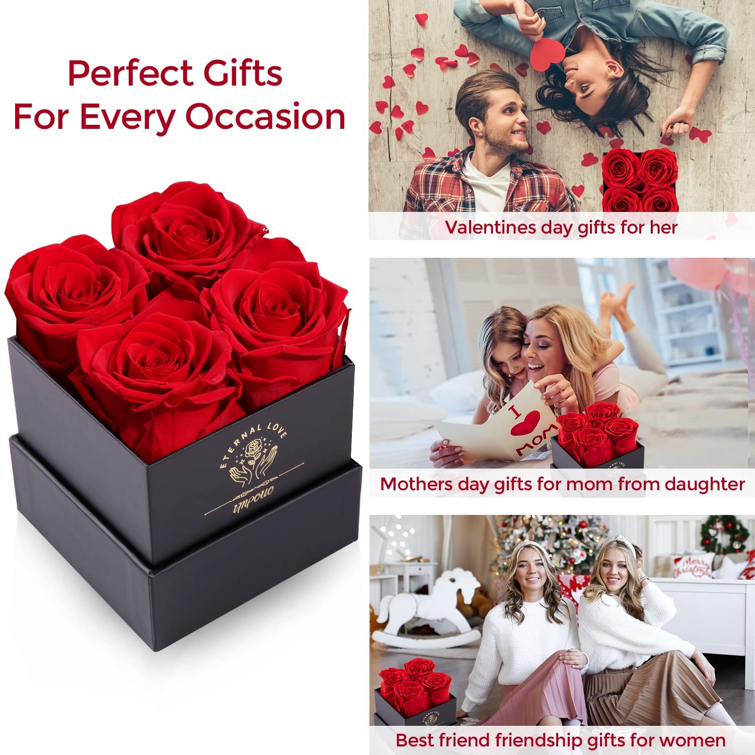 Best Impouo Preserved Rose Mothers Day Roses in a Box, Forever Gift for Mom