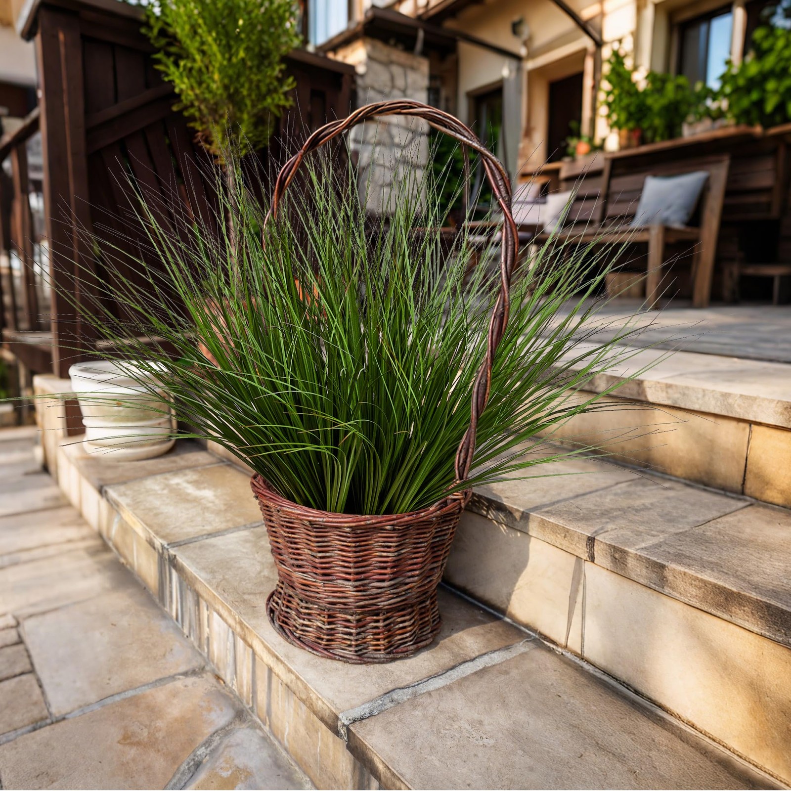 Artificial Wheat Grass, 8 Stems, 17.3″ Fake Plants Faux Grass Greenery for In…