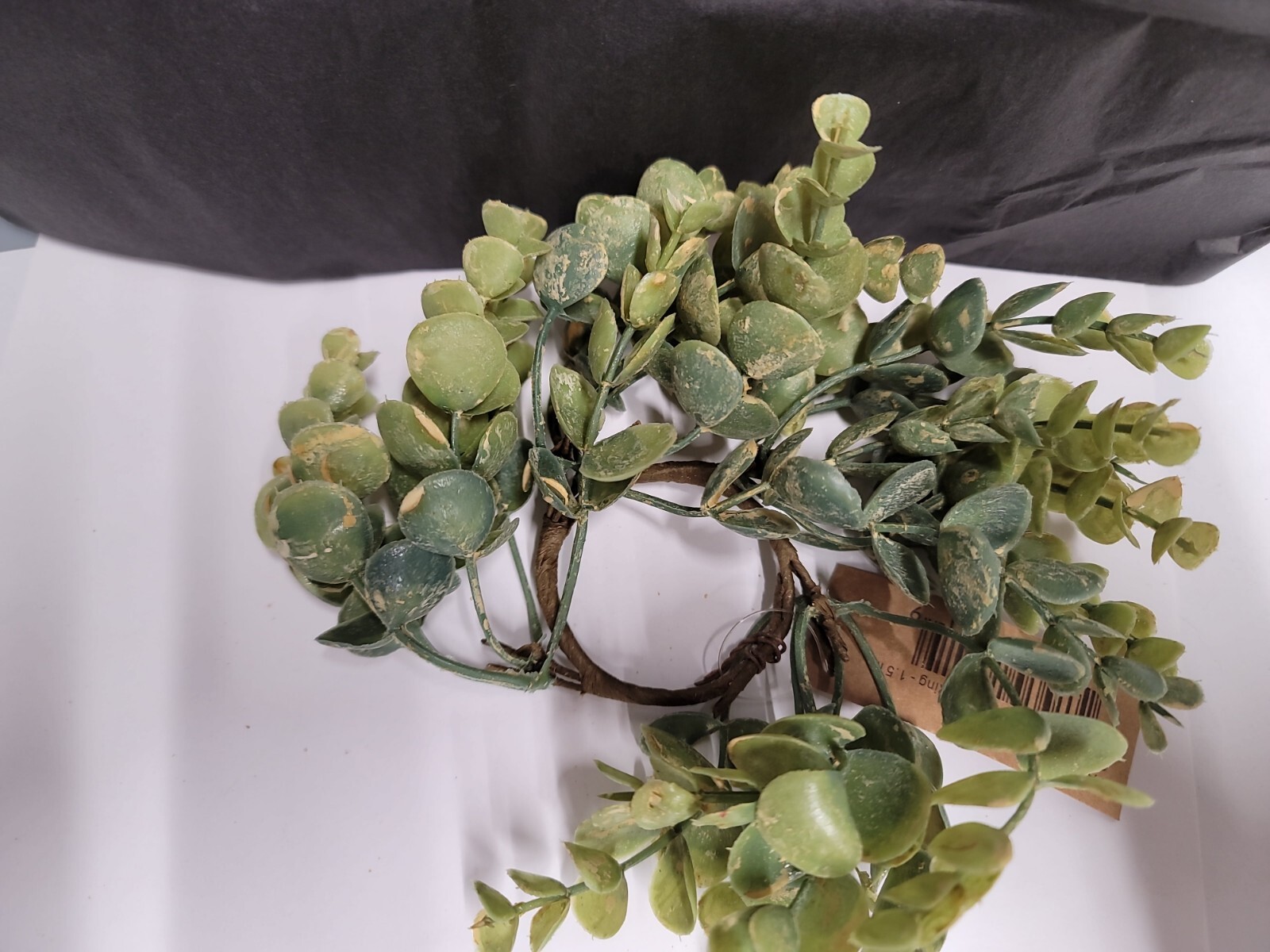Succulent Leaf-Greenery Candle Ring-Artificial Plastic-1.5″ inner-Ring 7″ Wide