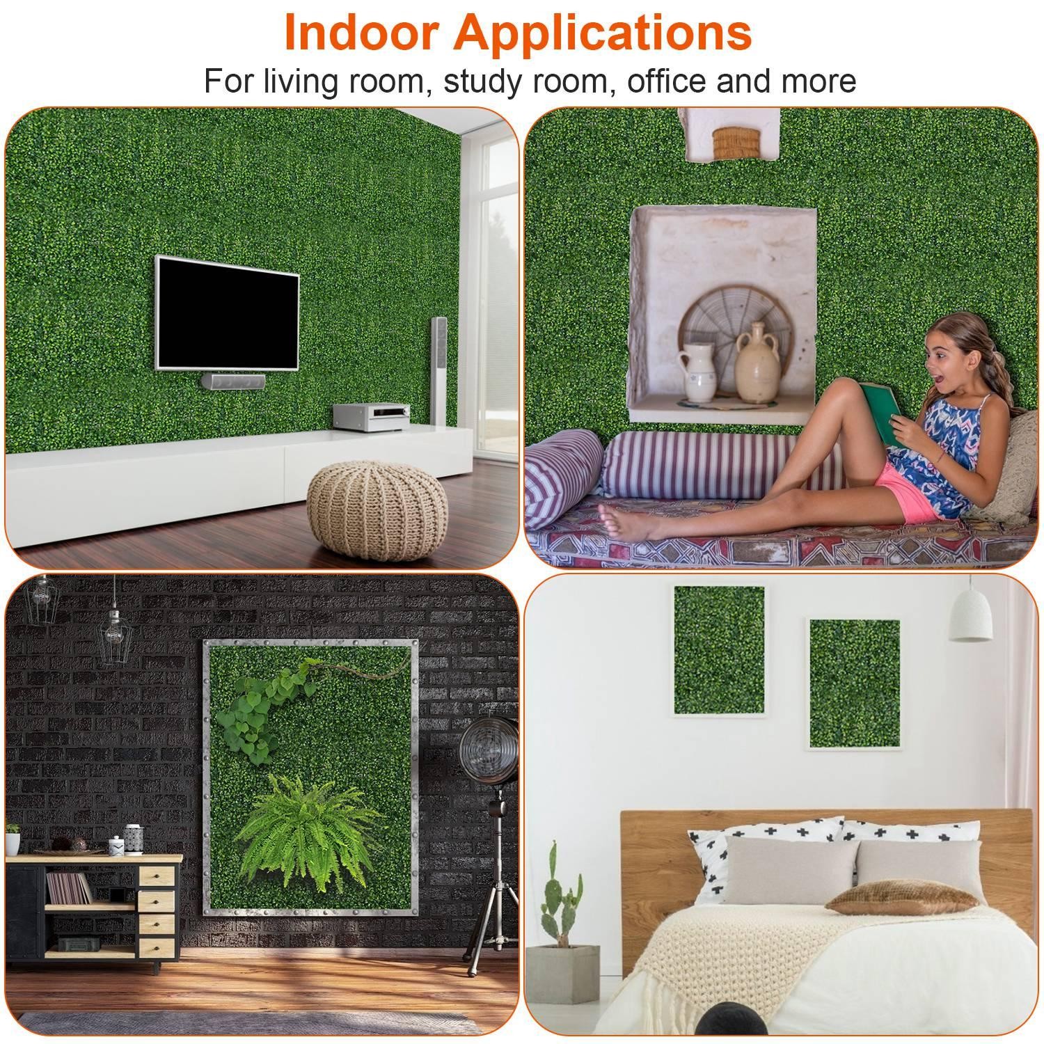 12Pcs 23.6×15.75″ Artificial Boxwood Topiary Hedge Plant Grass Backdrop Fence