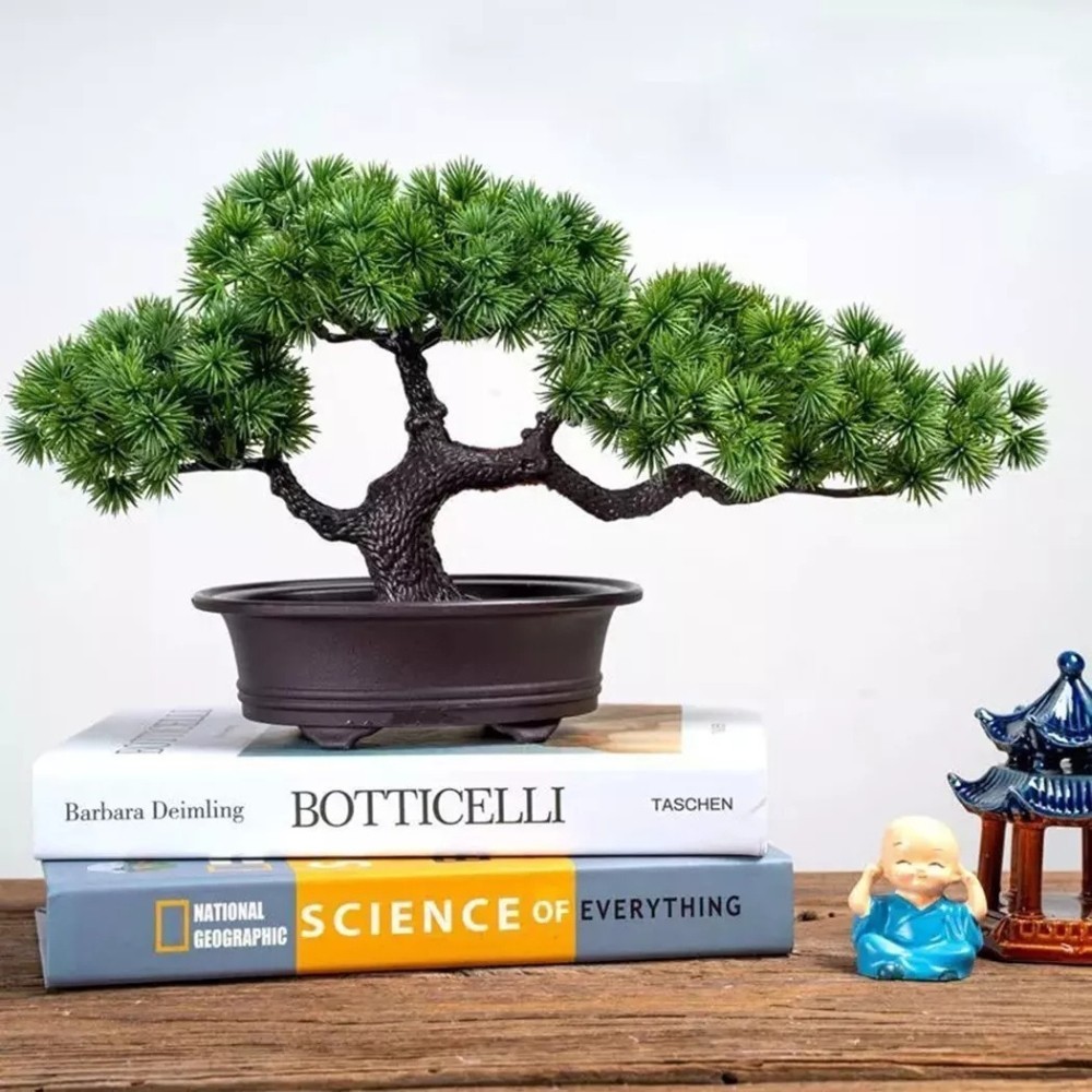 1pc 27cm Artificial Bonsai Plants Small Pine Tree Pot Décor Fake Plant for Table