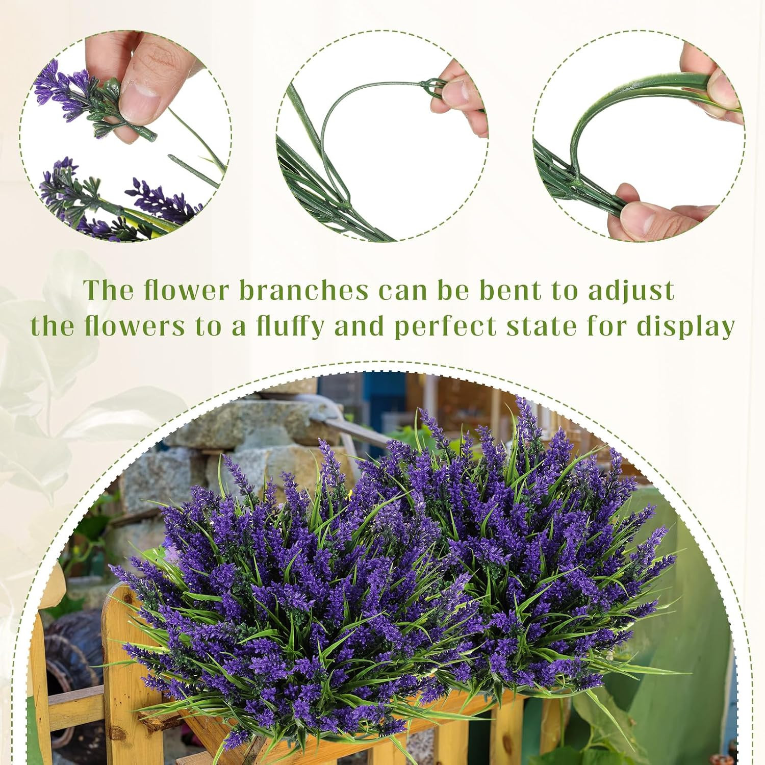 50 UV Resistant Purple Artificial Monkey Grass Plants for Garden & Home Decor