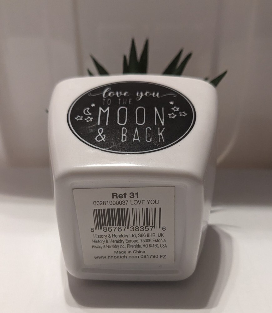 Desk-Plant Trinket Keepsake w Message ‘Love You To Moon And Back’