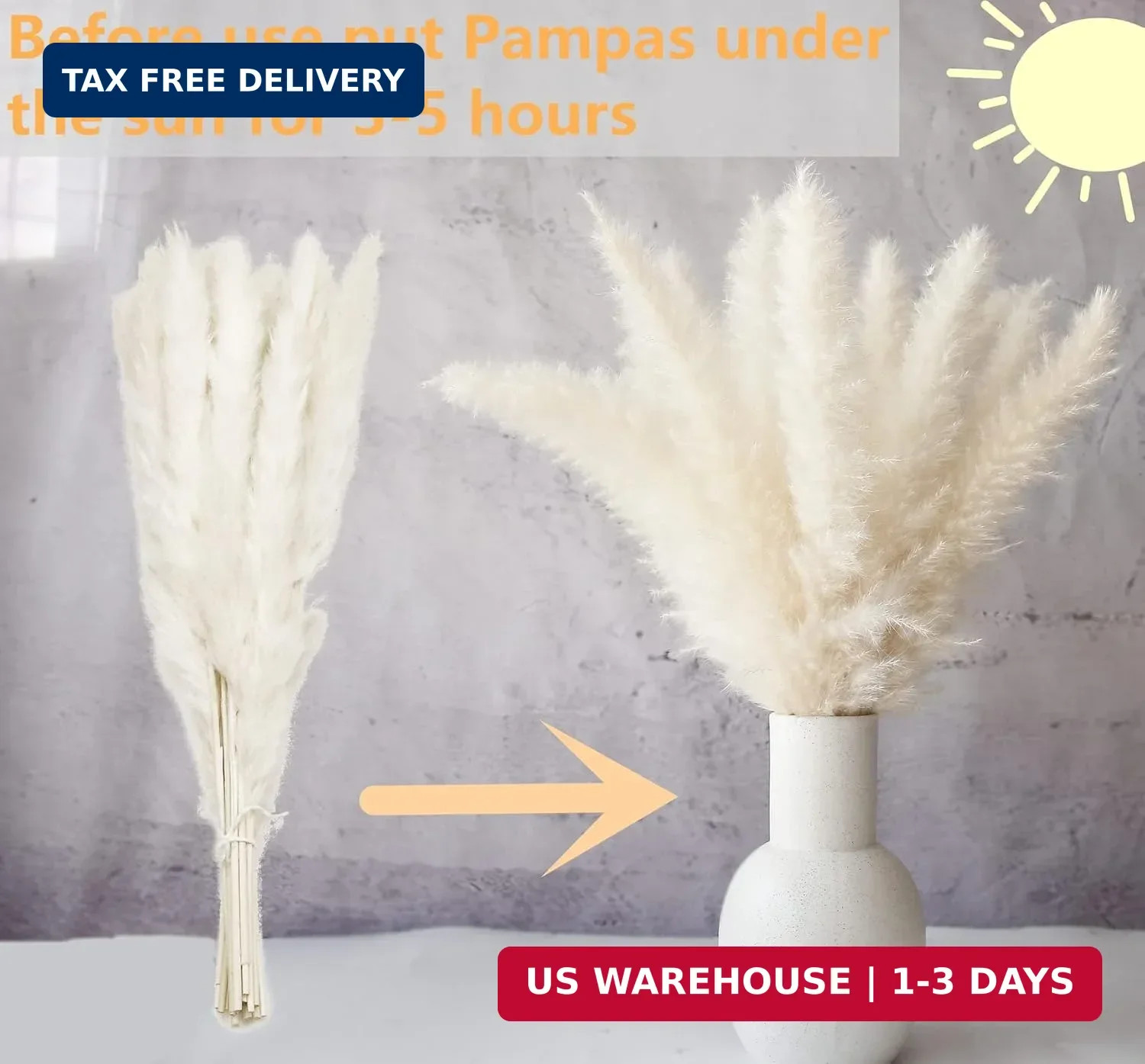 110 PCS Dried Pampas Grass Bouquet, Boho Table Decor, Bunny Tails Dried Flowers,
