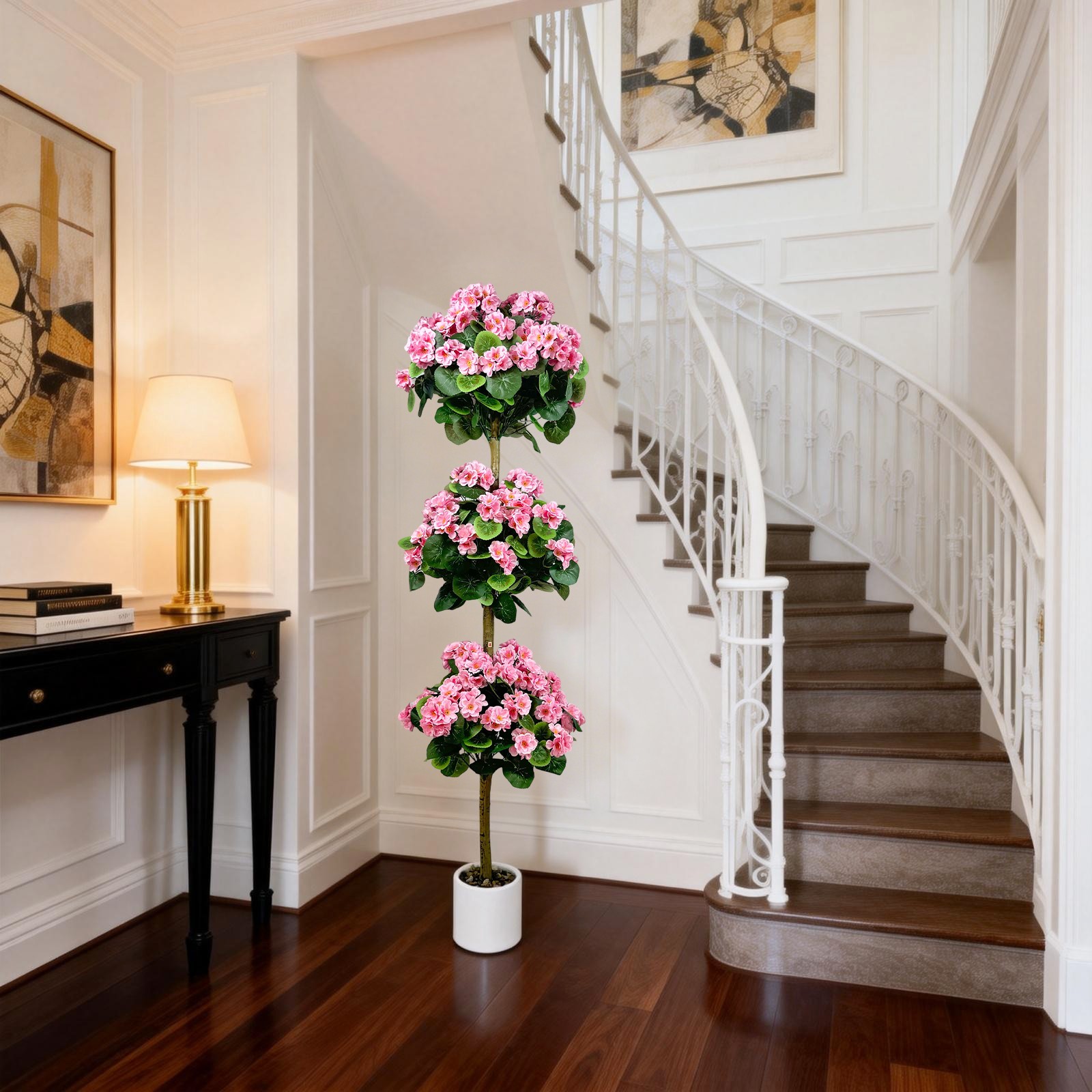 5 FT Artificial Hydrangea Tree- Large Faux Hydrangea Plants Indoor Outdoor Pink