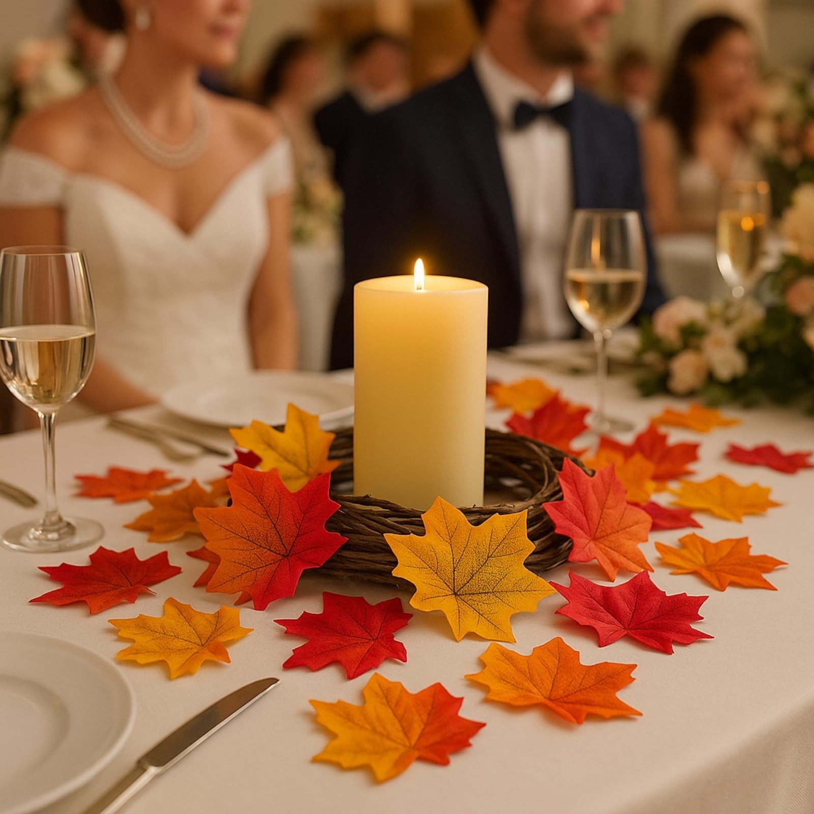150 PCS Artificial Maple Leaves 6 Colors Fall Winter Autumn Table Decor Crafts