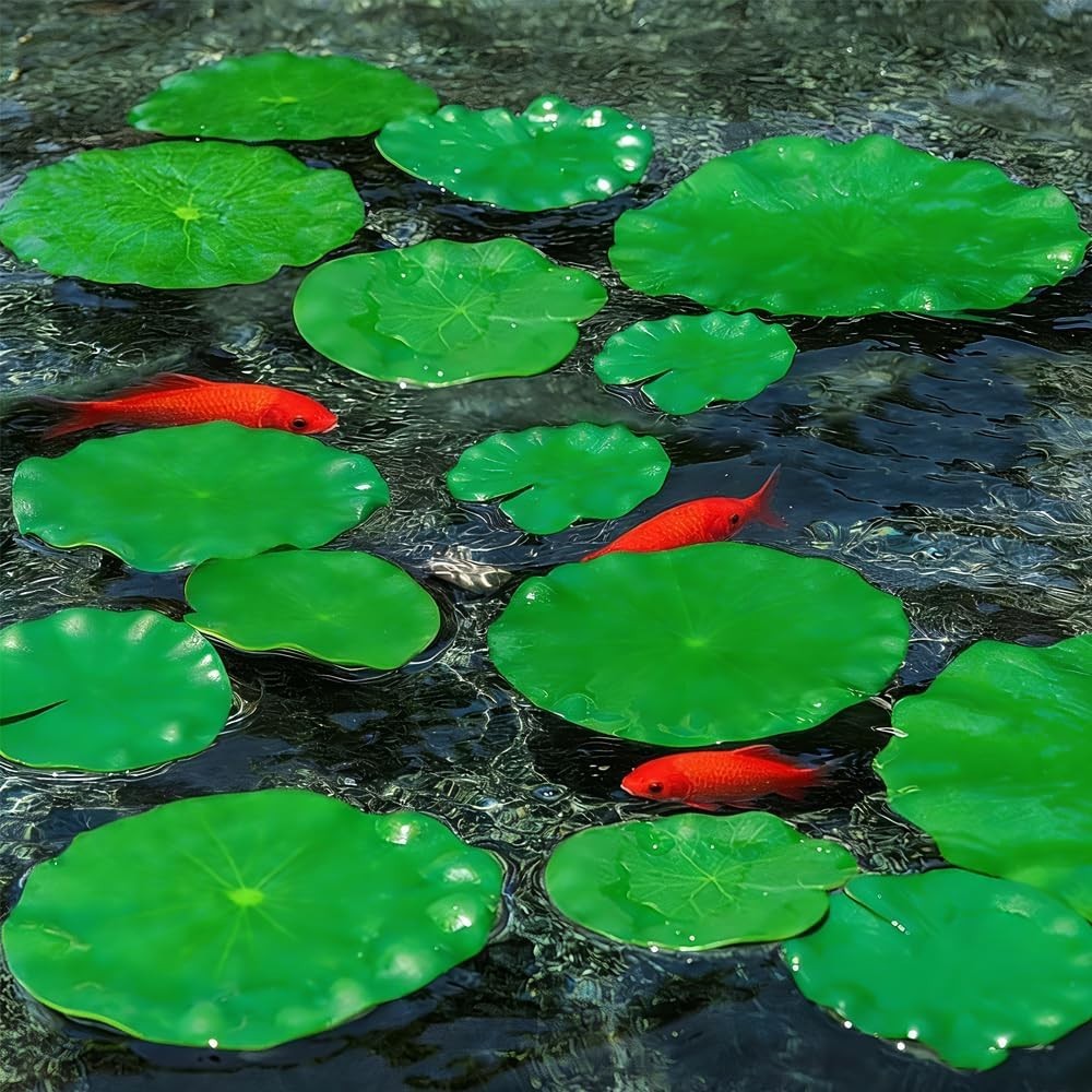 10 Packs Artificial Lily Pads,Floating Lily Pads for Ponds, Artificial Pond Plan