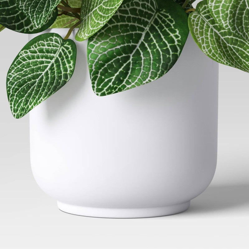 Mosaic Artificial Leaf in White Pot