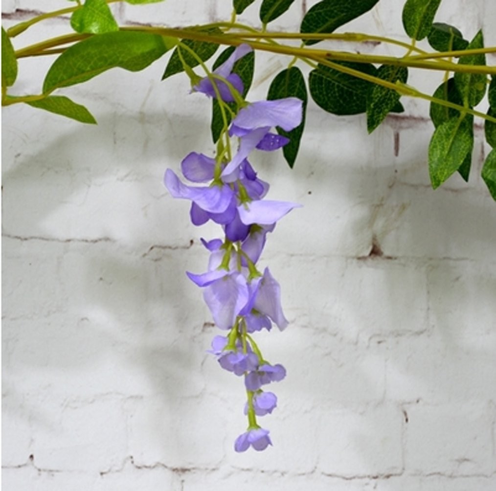 6.6FT 2 Pack Artificial Wisteria Flowers Fake Garland Hanging Silk Ivy Vine W…