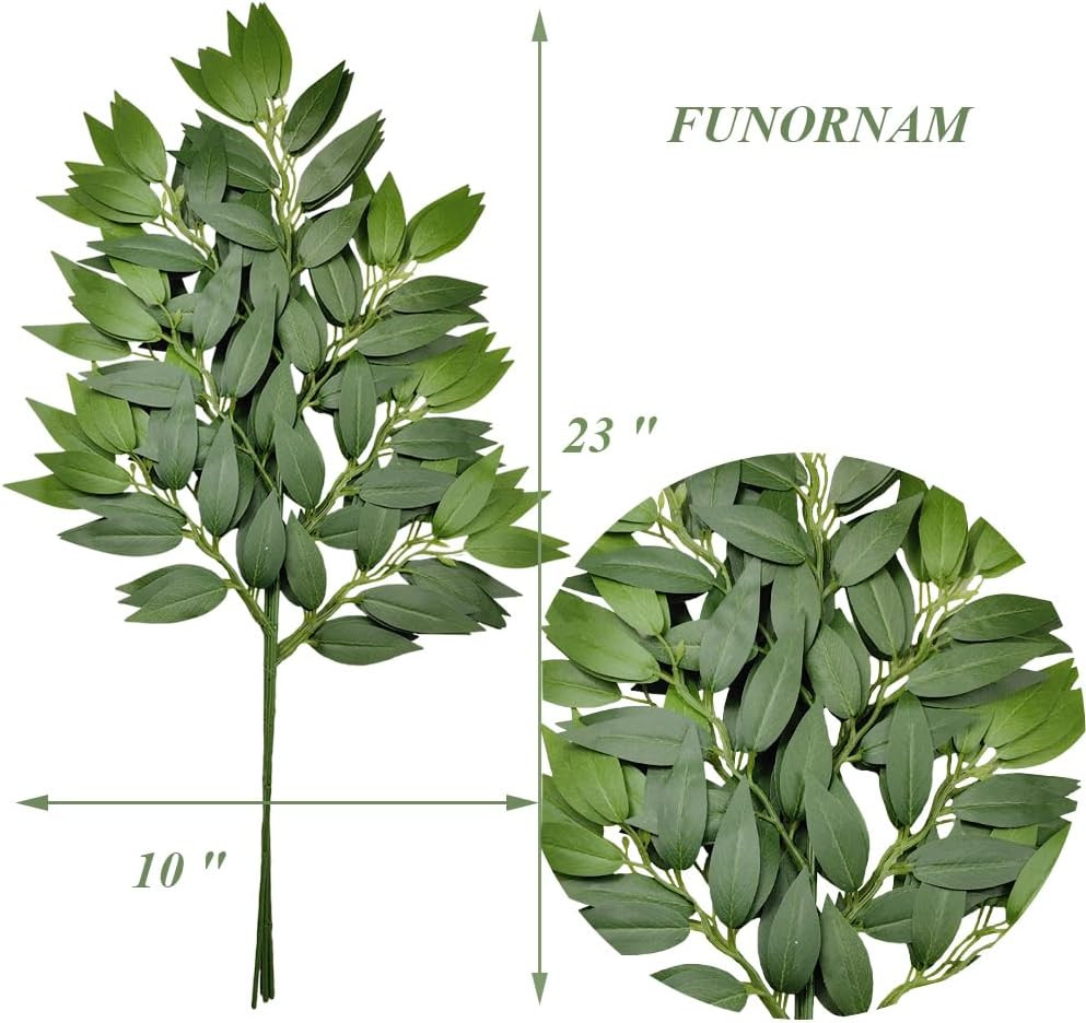 84Pcs Italian Ruscus Greenery Stems 23″ Artificial Silk Greenery Leaves for DIY