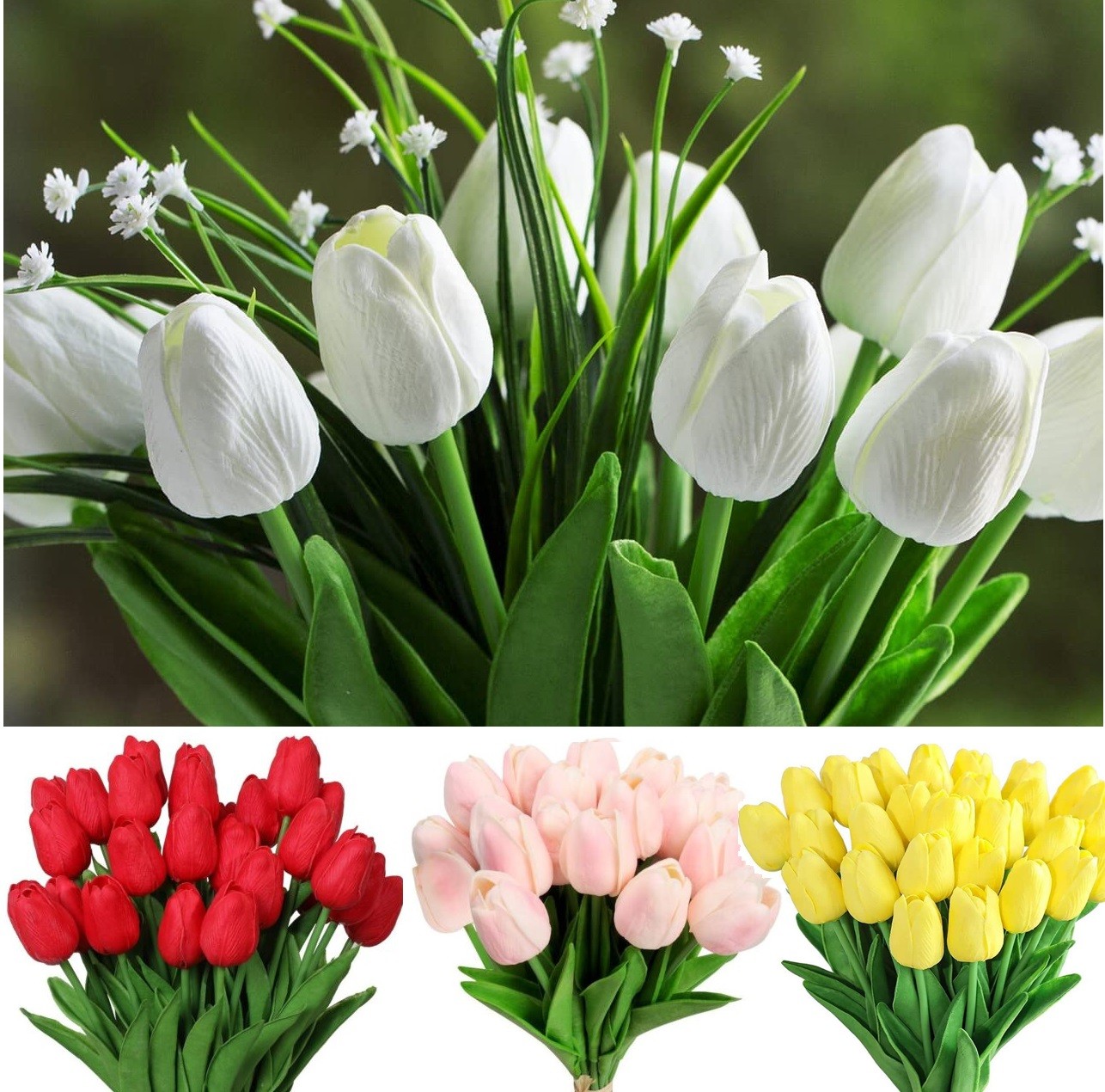 10PCS Artificial Lifelike Tulip Flowers Bouquet Wedding Home Festival Decor Gift