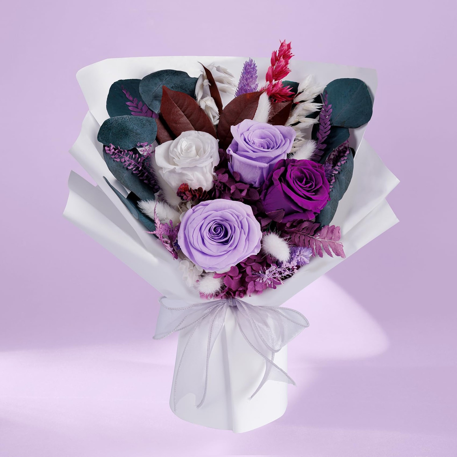 Flowers Gifts for Mom, Flower for Delivery, Preserved Roses Bouquets, Purple …