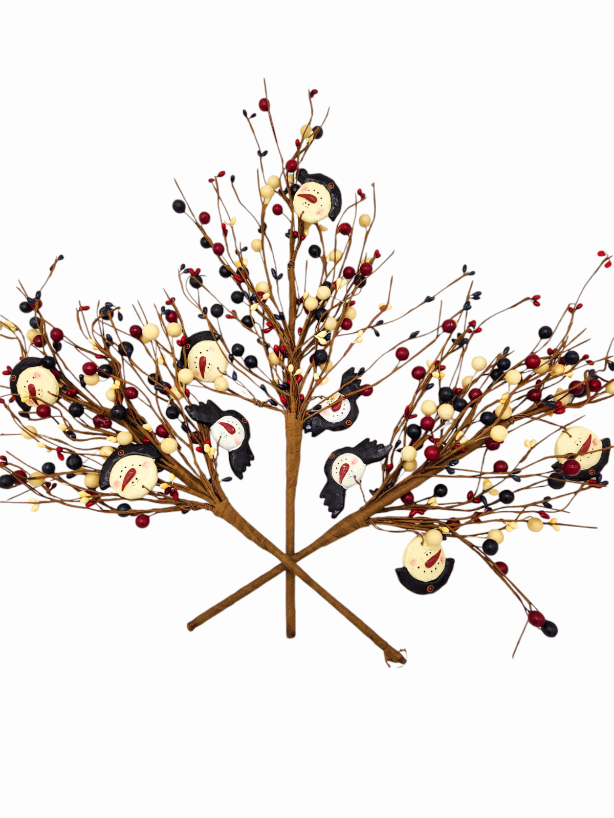 Red, White and Blue Color Artificial Berry Picks w/Snowman Spray Home Decor N620