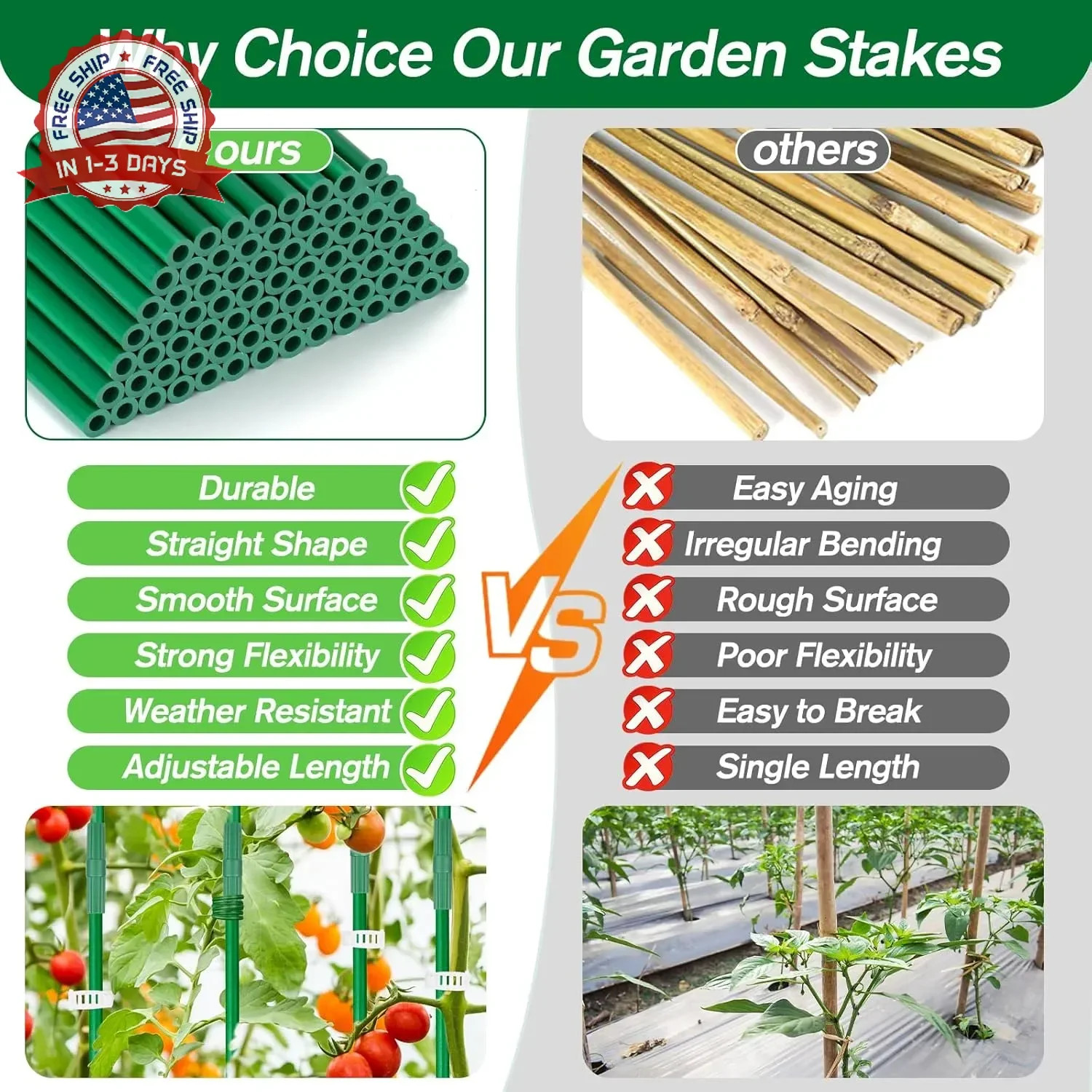 Qinzave 256PCS Garden Stakes Set with 75PCS 16 Inch Fiberglass Plant Sticks and