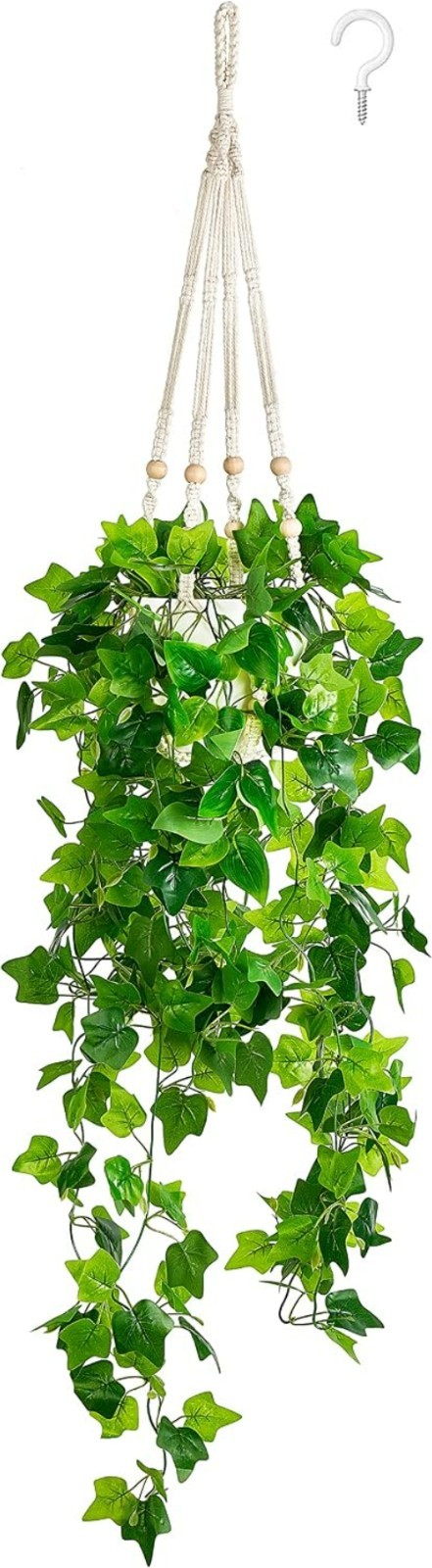 Artificial Hanging Greenery with Macrame Hanger – Effortless Decorative Accent