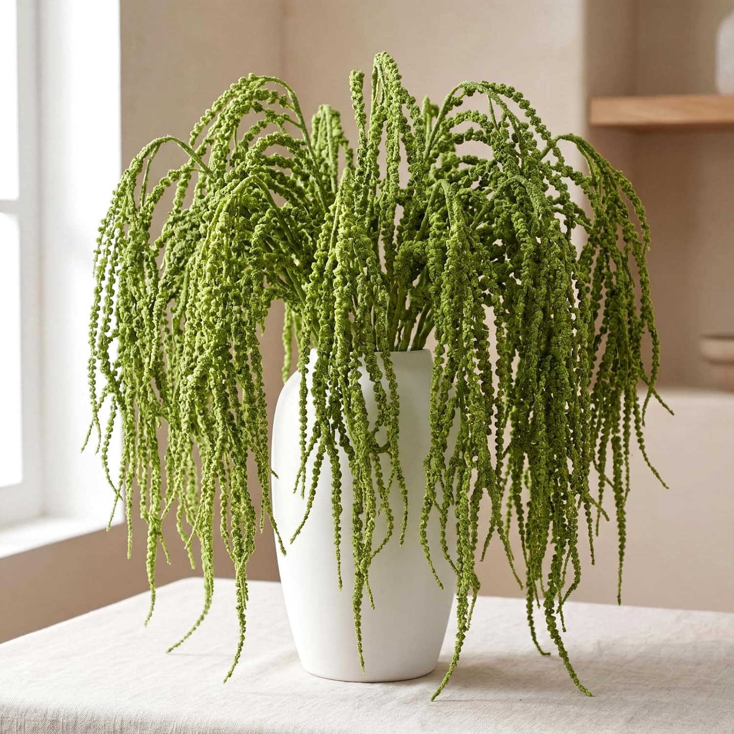 6 Pcs Green 35 Inch Amaranthus Artificial Flower Hanging Plants Faux Amaranthus